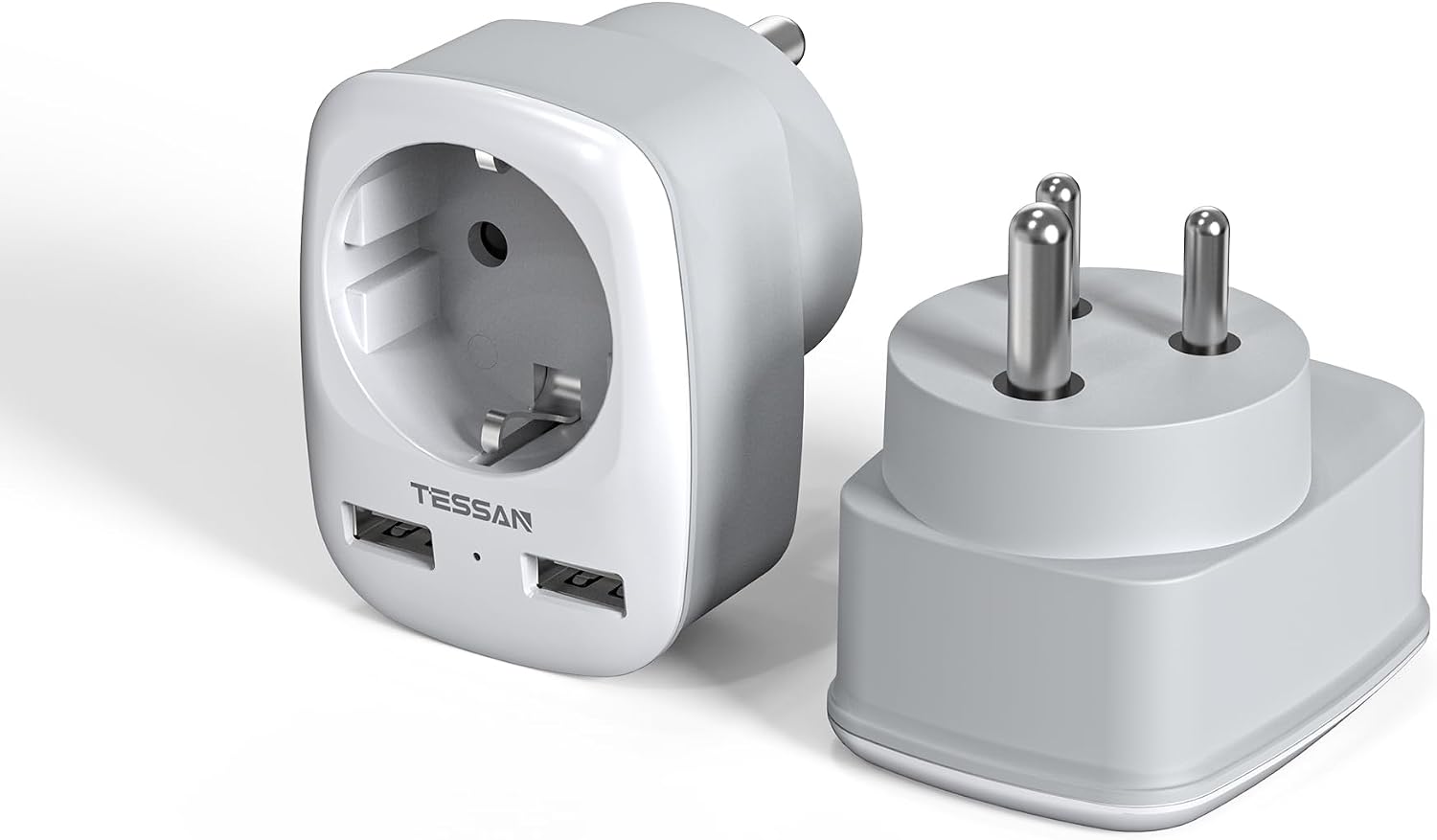 Detalle de TESSAN Pack de 2 adaptateurs prise Inde Type D avec 2 USB (3 en 1) pour Inde, Sri Lanka et Népal