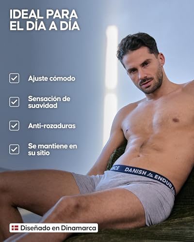 Detalle de DANISH ENDURANCE Calzoncillos hombre Boxer Algodón Premium — Pack 6 Multicolor (L)