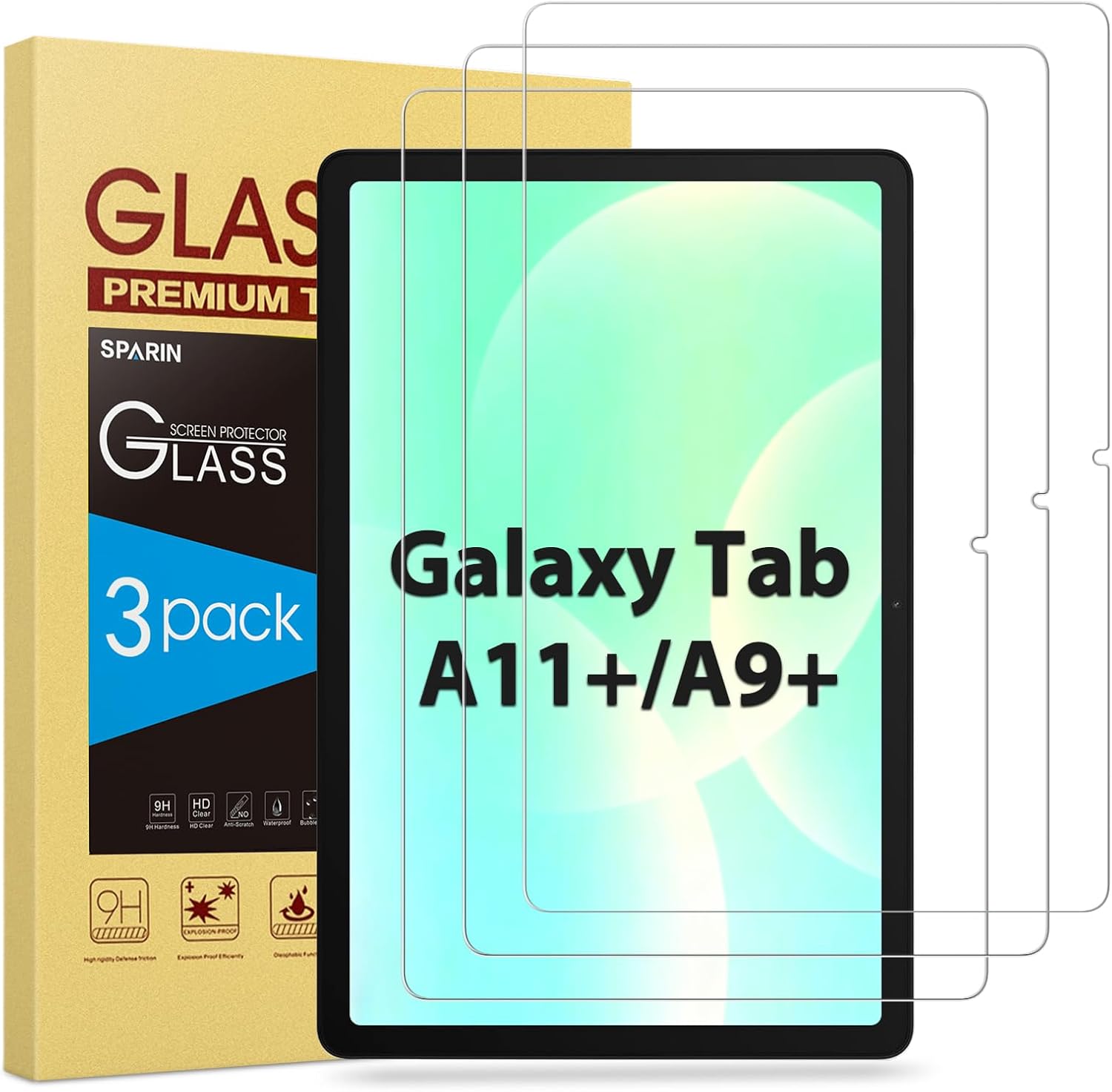 Detalle de SPARIN 3 Stück Panzer Schutz Glas für Samsung Galaxy Tab A11 Plus / A9 Plus 11 Zoll (2025/2023) – 9H Härte, anti‑Bläschen, HD‑Klar