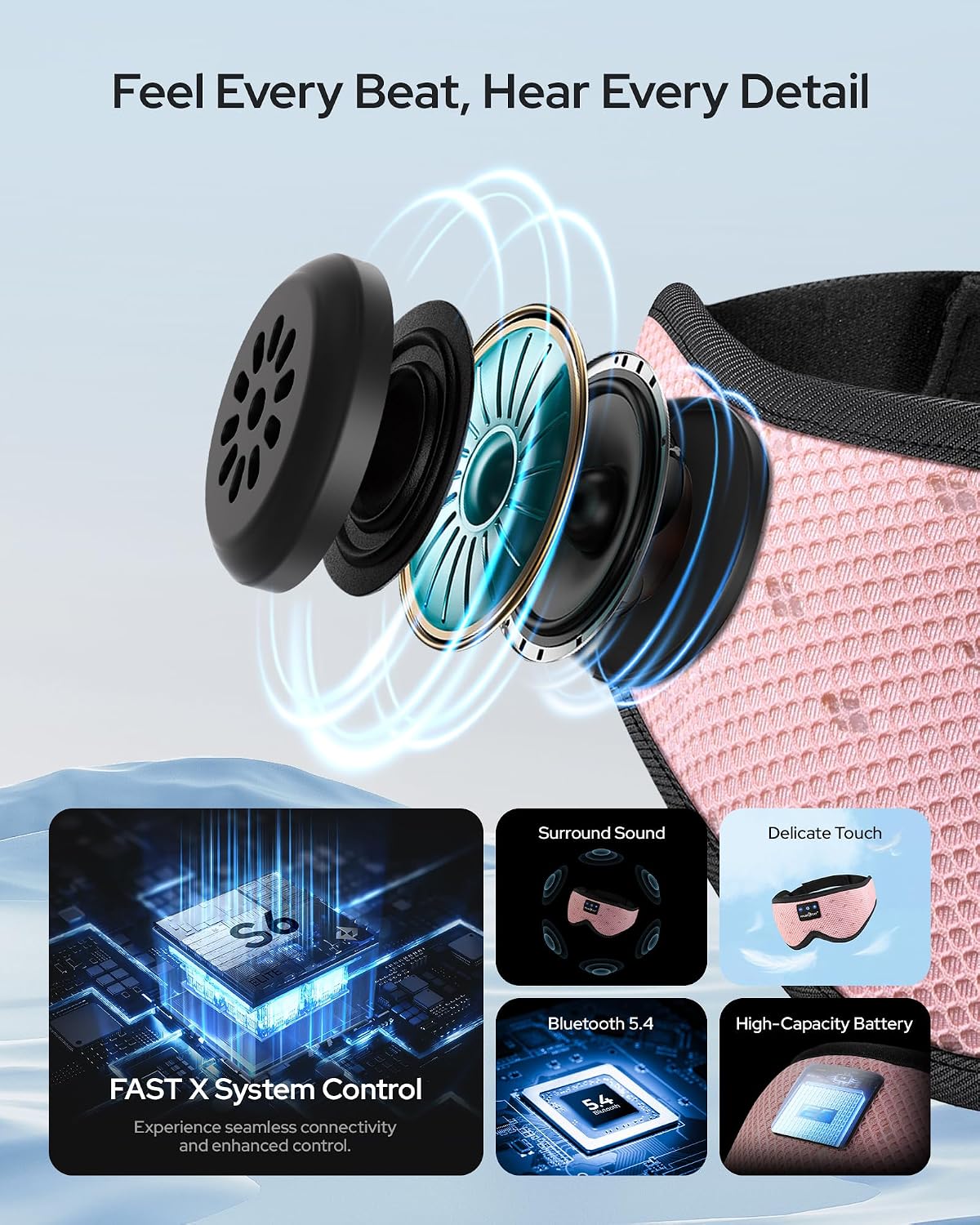 Detalle de MUSICOZY Sleep Mask, Soft Mesh