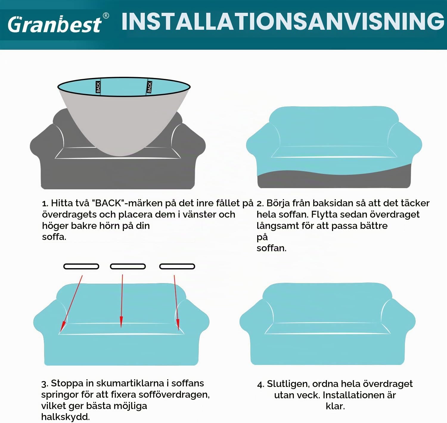 Thumbnail 6 de Granbest 1 stretchigt sofföverdrag i jacquard, vinrött och vattenavvisande