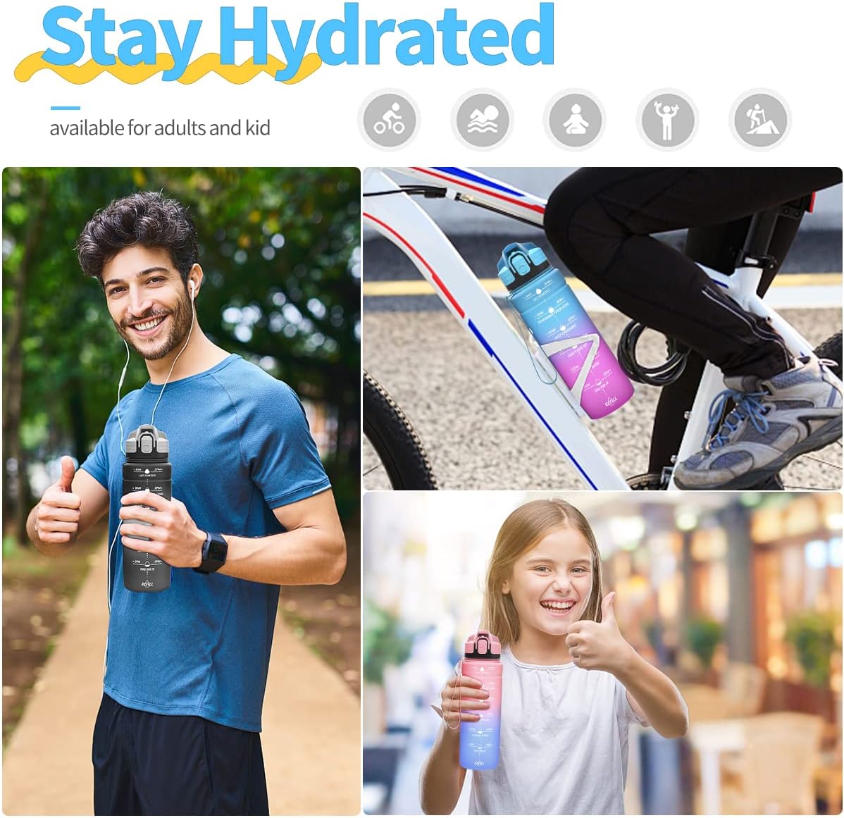Thumbnail 6 de Coolfel Sport Trinkflasche 500–2000 ml: BPA-frei, Tritan, mit Zeitmarkierung und Auslaufsicherheit