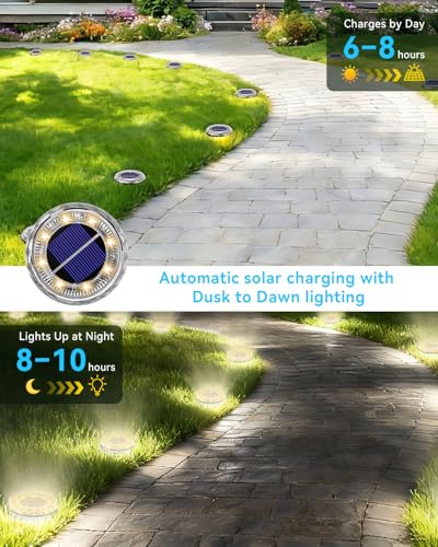 Detalle de ArsMotin Luci Solari da Giardino da Incasso, 8 LED 3000K, 12 pezzi IP65 per esterni
