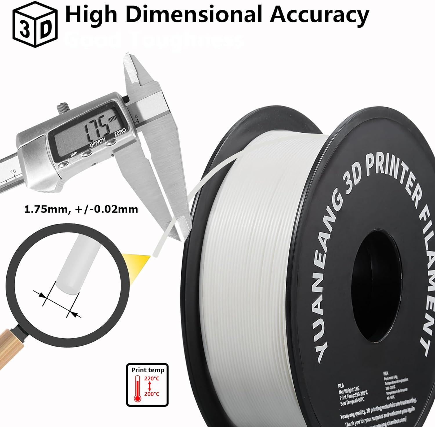 Detalle de YUANEANG PLA 3D Printer Filament Bundle – 16 Spools of 1.75mm Monochrome PLA (16 kg total)