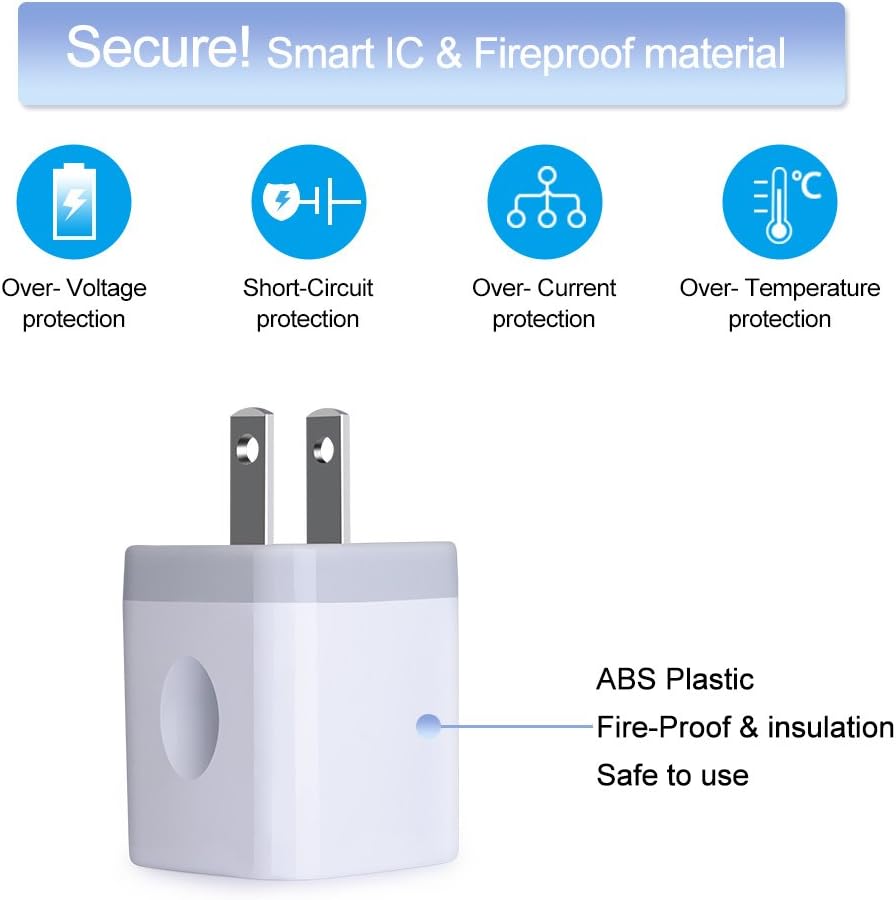 Thumbnail 3 de Eusbote Dual-Port USB Wall Charger, 2.1A, 10W, 3-Pack in White