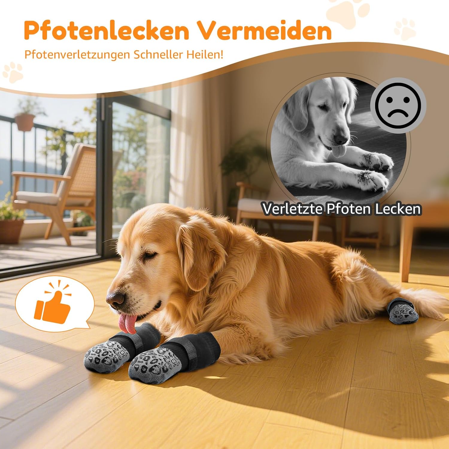 Detalle 2 de PICK FOR LIFE Hundesocken Anti-Rutsch L Grau