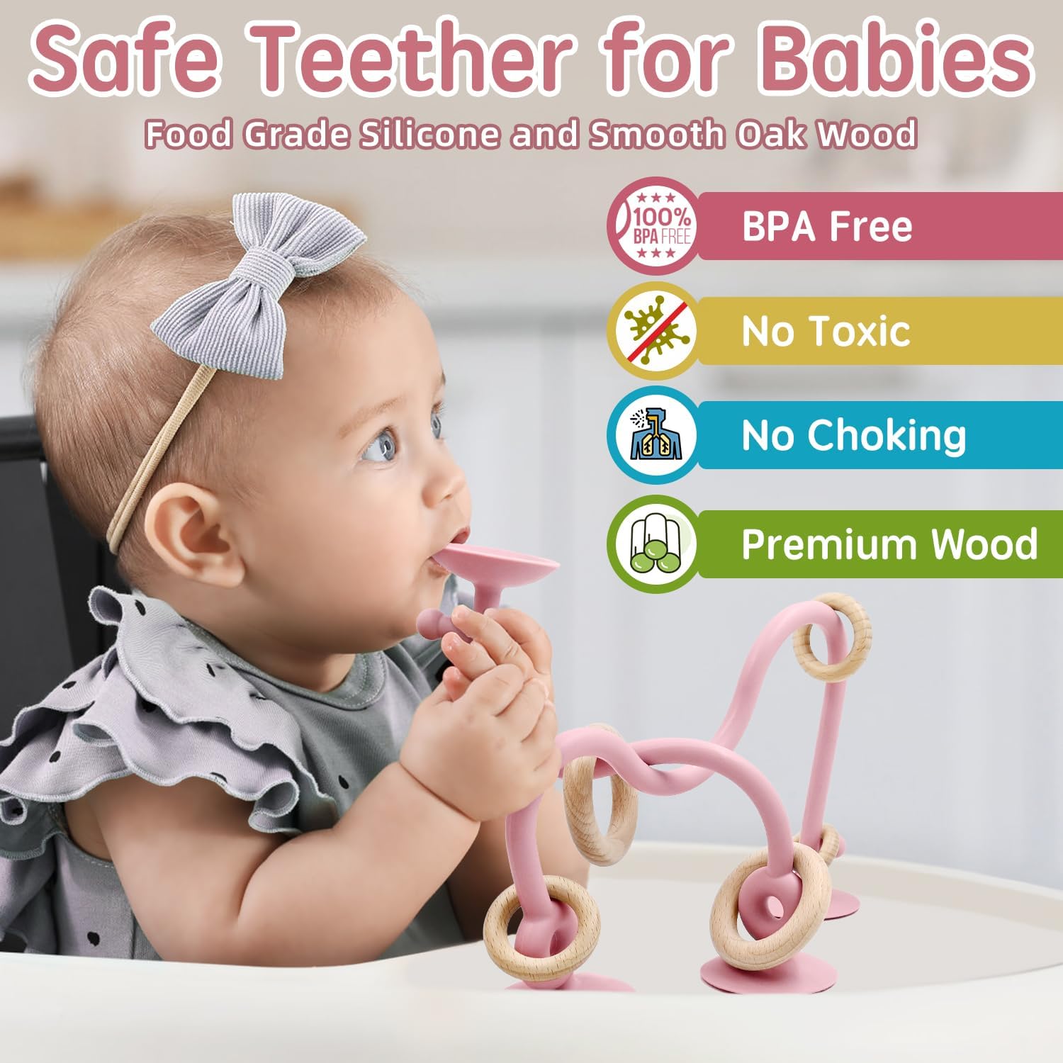 Thumbnail 1 de AiTuiTui Multi Purpose High Chair Suction Toy (Dark Red) – Sensory toddler feed-time toy