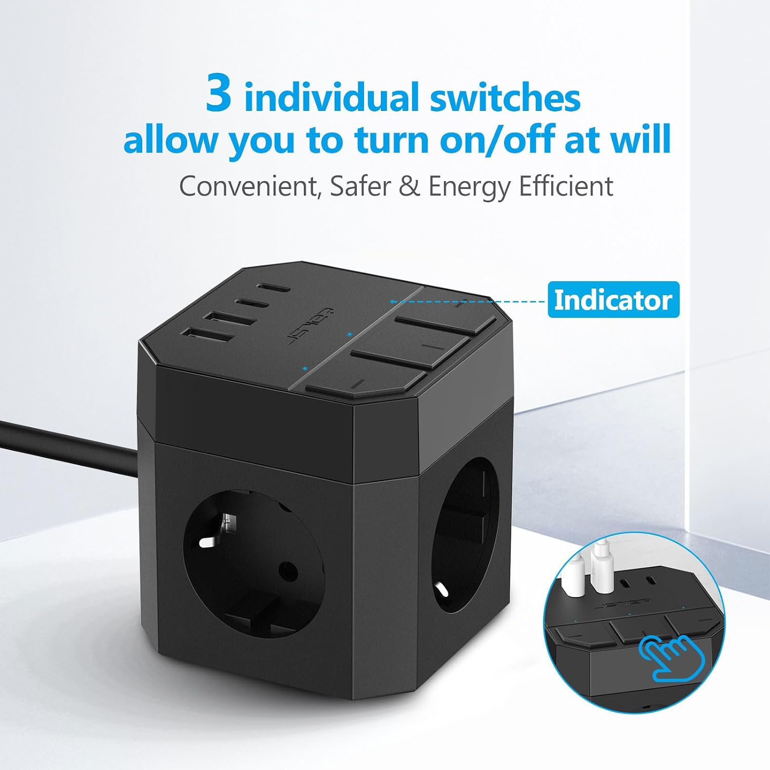 Detalle 2 de JSVER Multiprise Cube USB C 3680W 16A