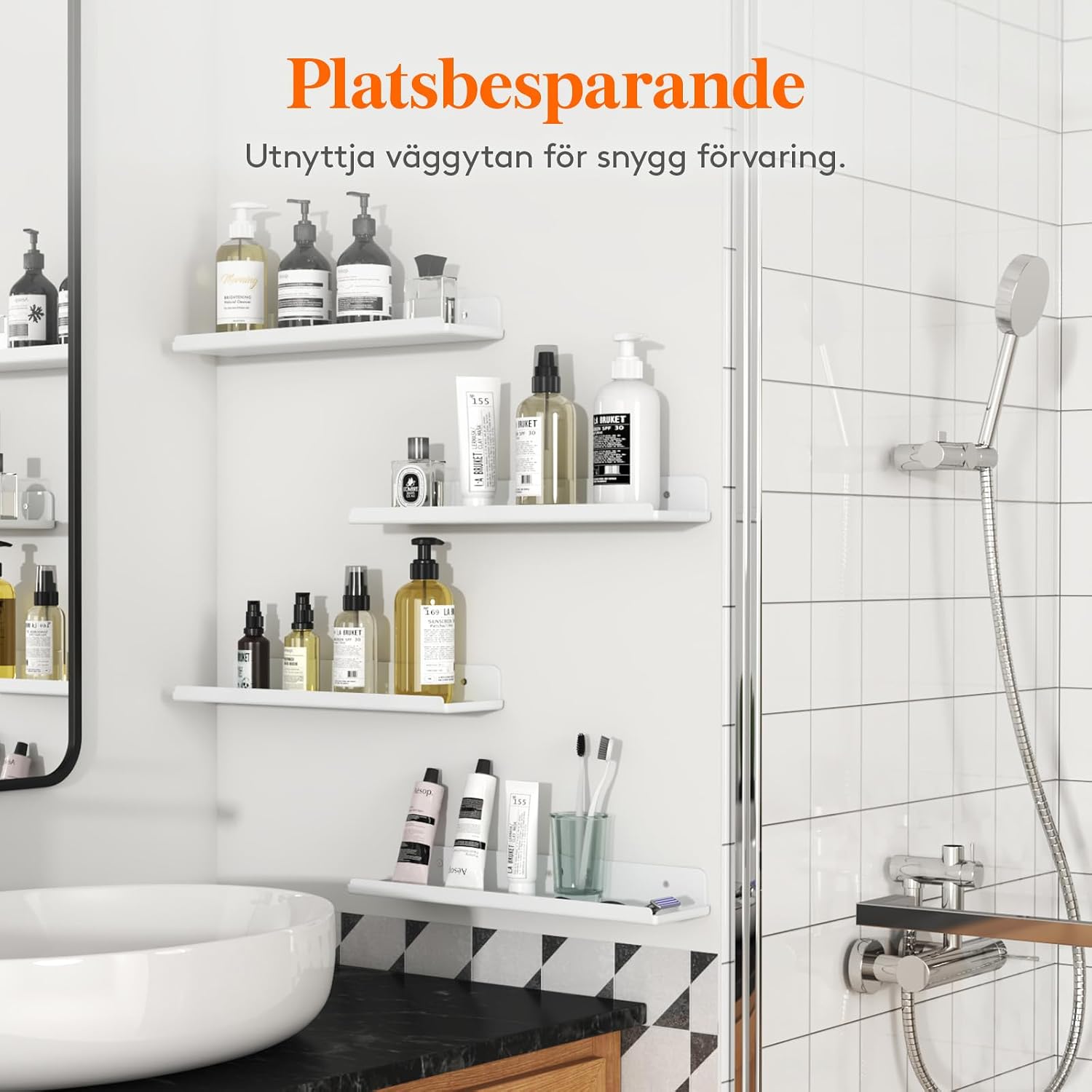 Thumbnail 6 de Lifewit 23119 svävande akrylhyllor, 6-pack, vita, 38,1 cm