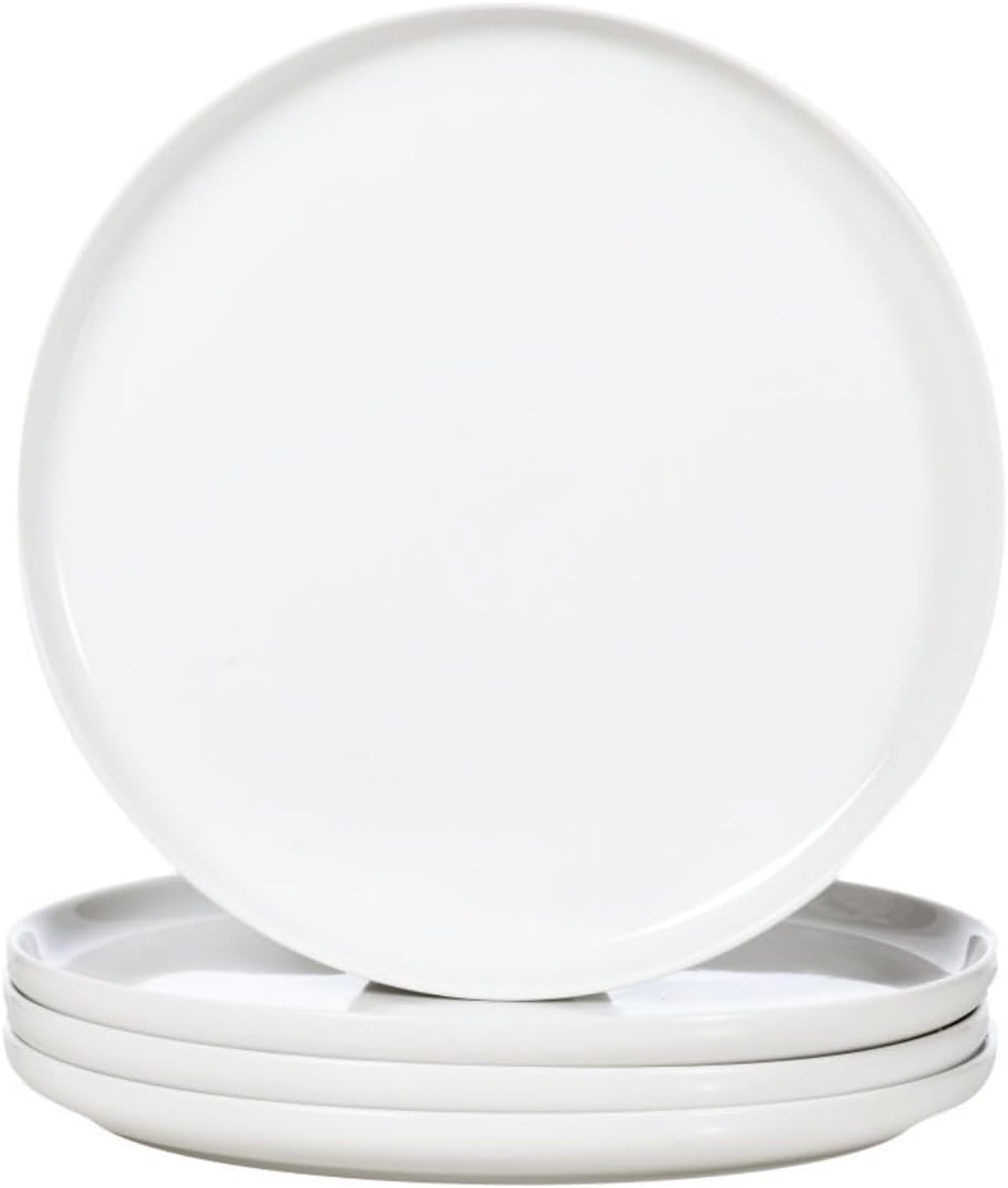 Detalle de WishDeco QY020DCP White Porcelain Dinner Plates, Set of 4, 10.5-Inch