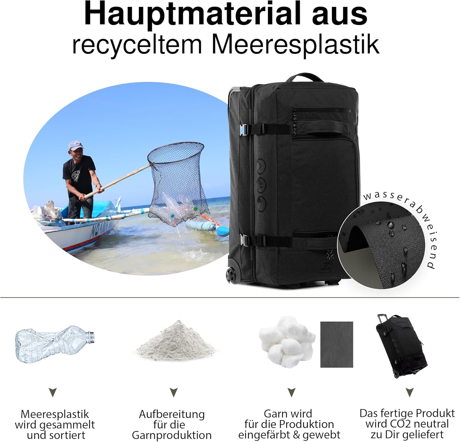 Thumbnail 6 de SONS OF ALOHA XXL Reisetasche mit 2 Rollen Kane Rollkoffer 80 cm – 140 L, schwarz