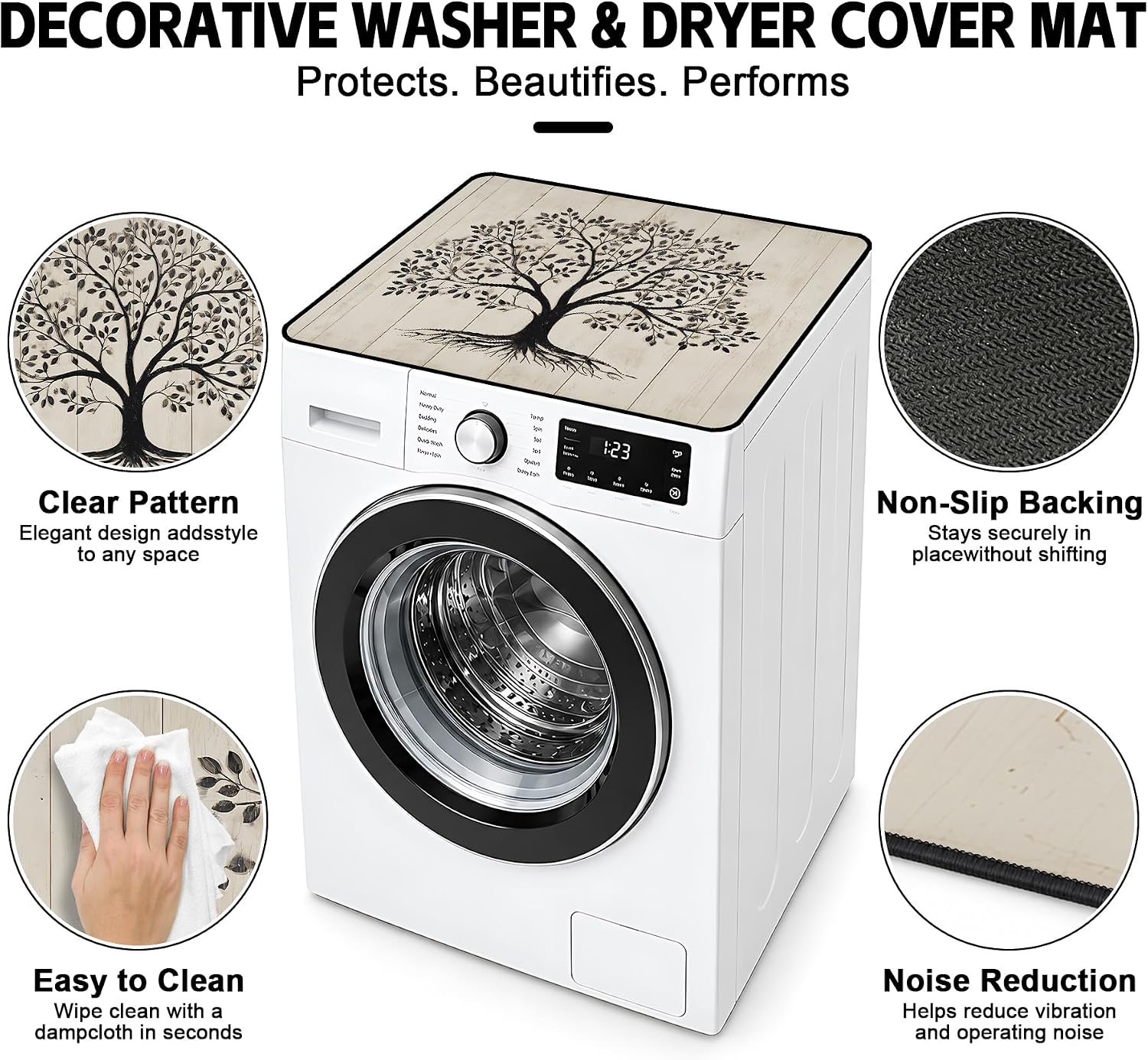 Thumbnail 2 de NYZE XYJD-002 Washer and Dryer Top Mat, Non-Slip, Waterproof, Tree of Life