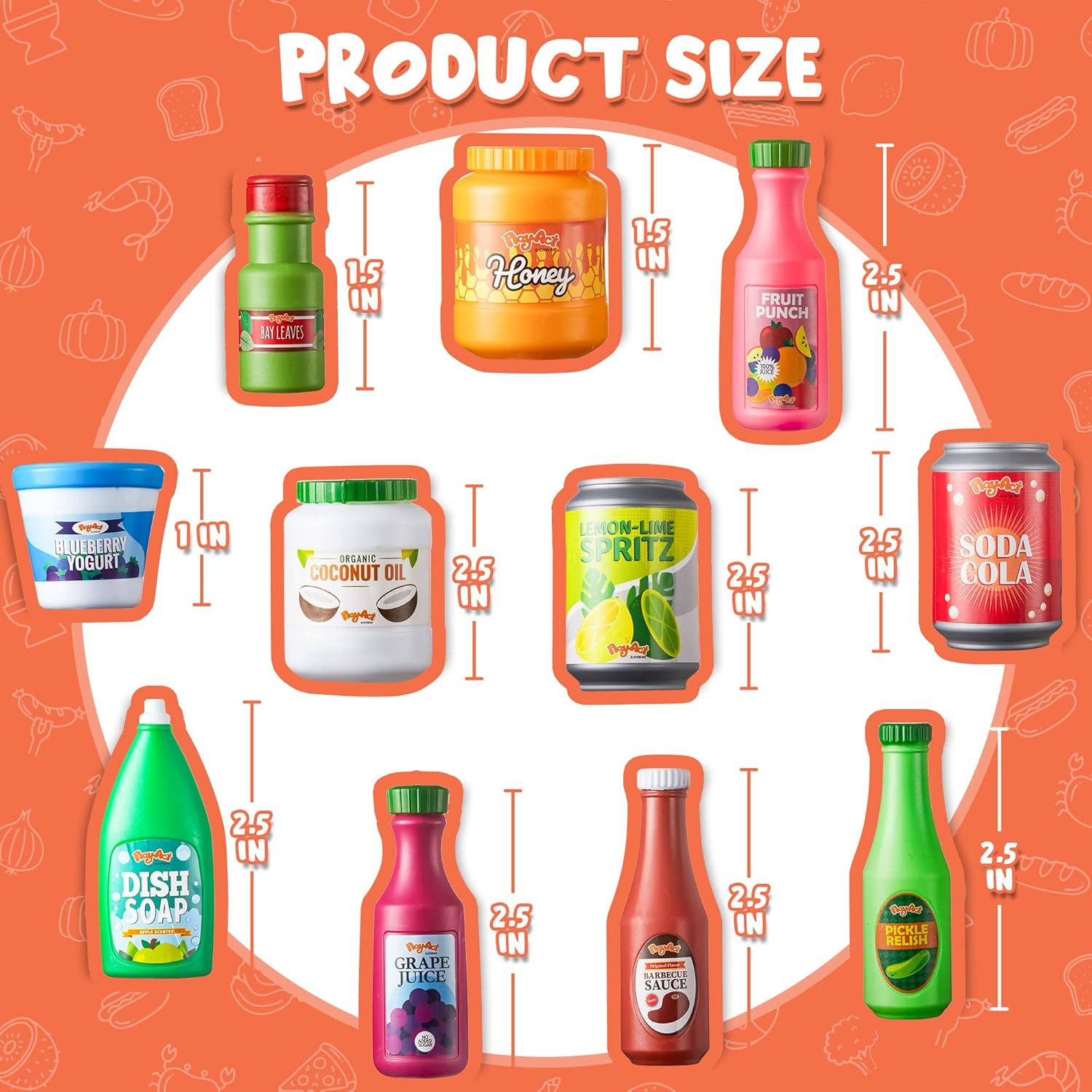 Detalle de JOYIN 30pc Play Food Grocery Cans Set (kitchen accessories) for ages 2–5