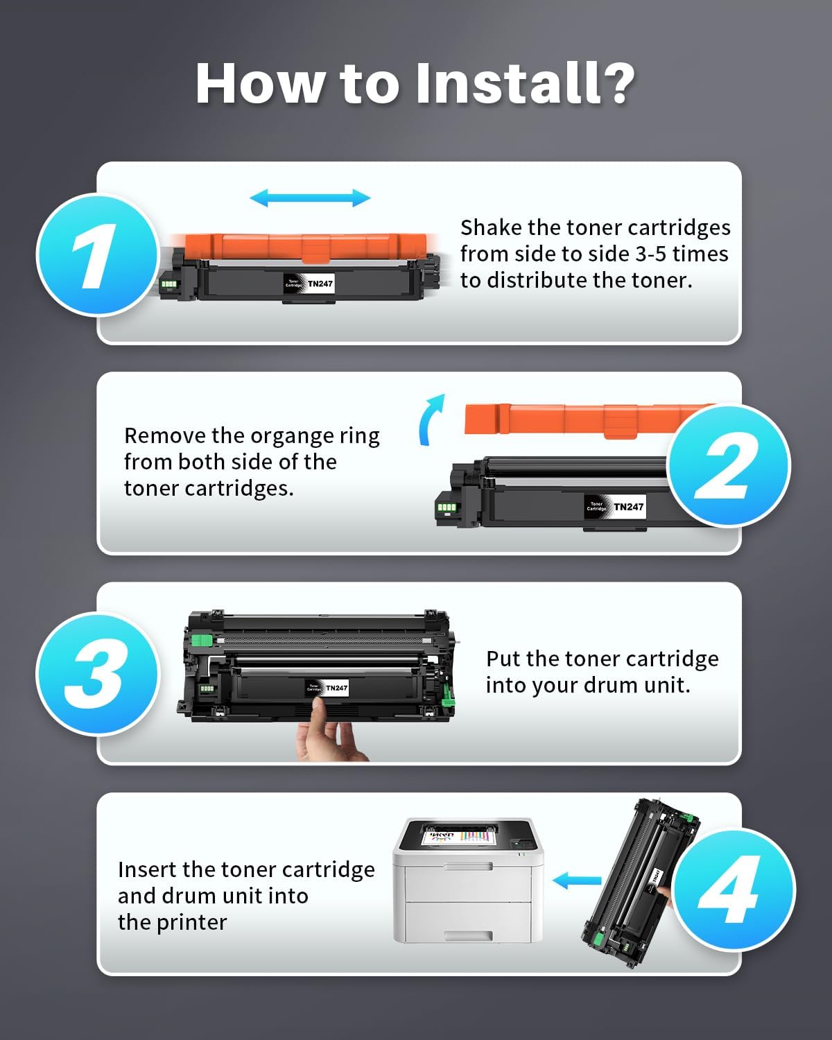 Detalle de INK4U TN248 Nero Toner – 2× Cartucce Compatibili con Brother TN-248 (XL/XL BK) con Chip Recente