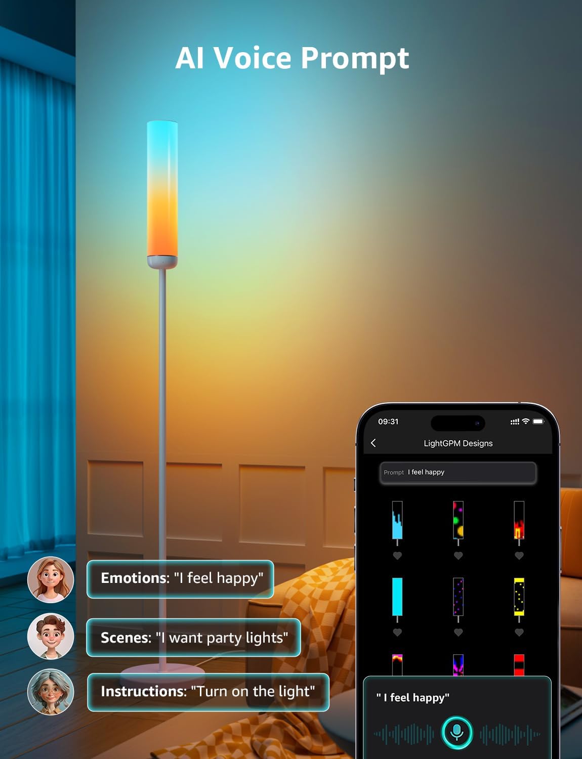 Thumbnail 4 de Lepro O1 AI Floor Lamp — Smart Corner Lamp with Music Sync and AI Lighting Designer