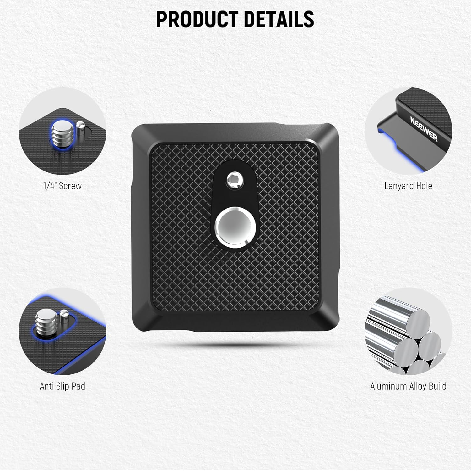 Thumbnail 4 de NEEWER Piastra a sgancio rapido tipo Arca con vite 1/4" (UA078) per DJI RS e accessori