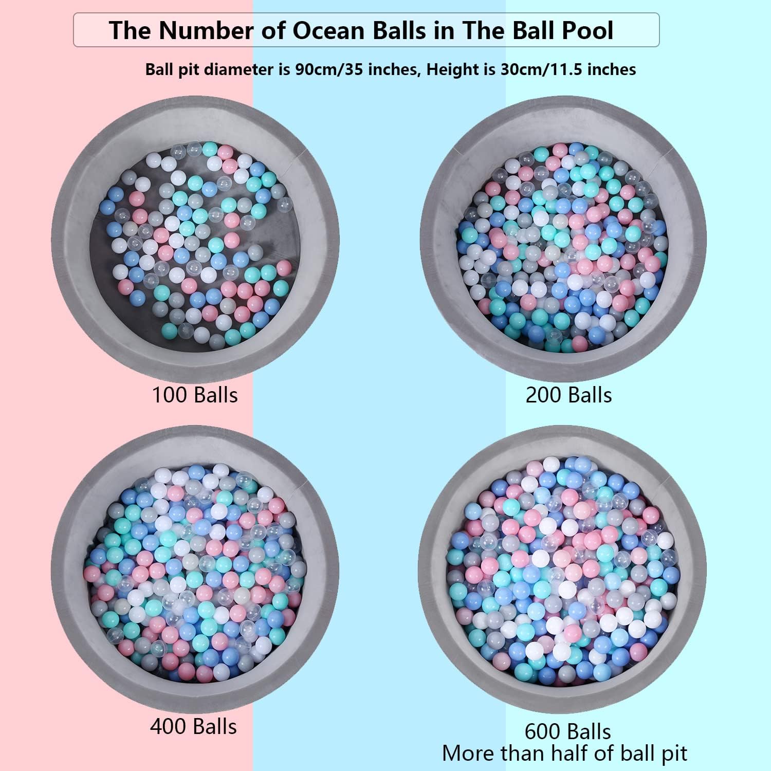 Detalle 2 de MoonxHome Ball Pit Balls for Toddlers (BPA Free) — Crush Proof 2.15-inch Plastic Balls for Play Tents & Kiddie Pools