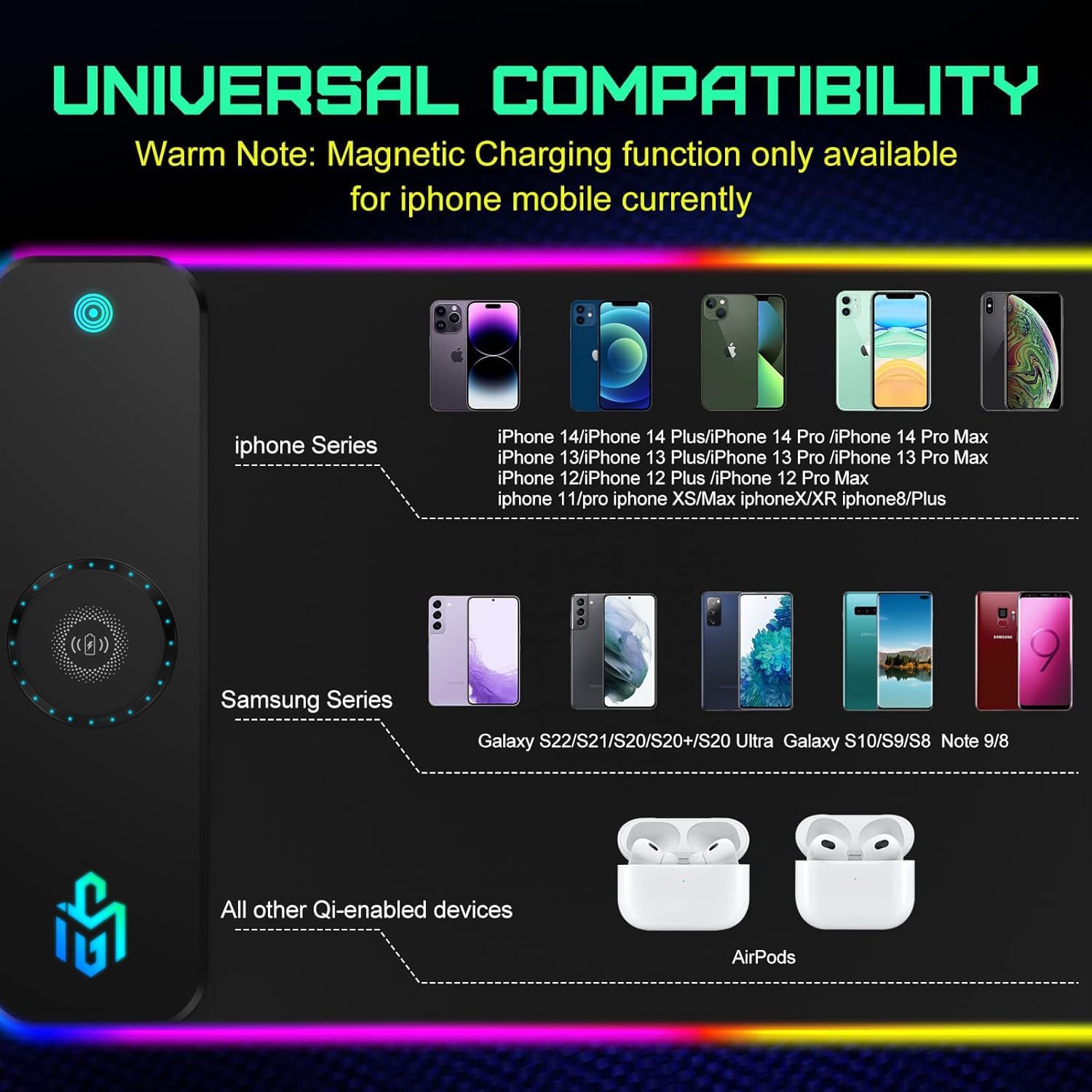 Detalle 2 de Wireless charging RGB mouse pad 15W