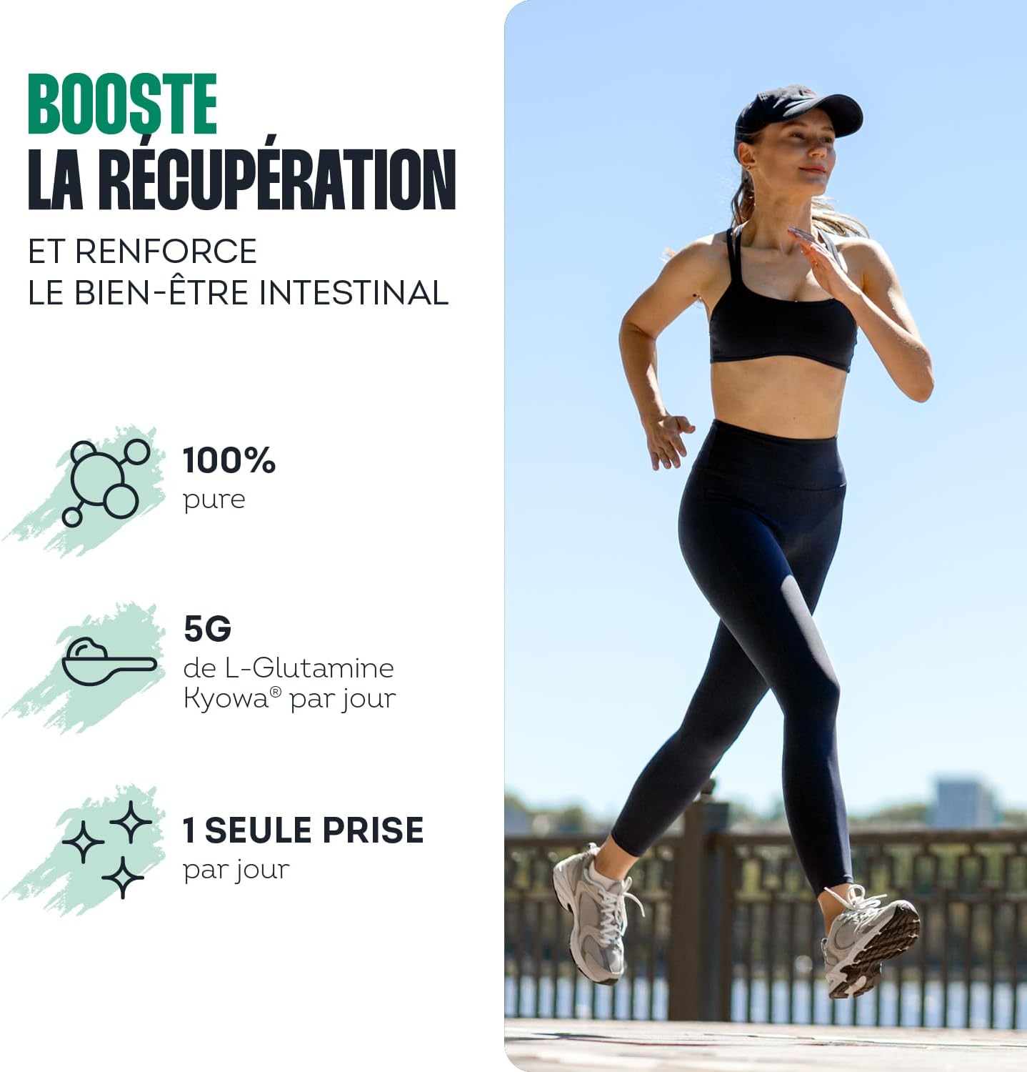 Detalle de Impulse Nutrition – L-Glutamine Kyowa® 100% Pure & Végétale – Poudre sans goût, 150 g, Fabriqué en France