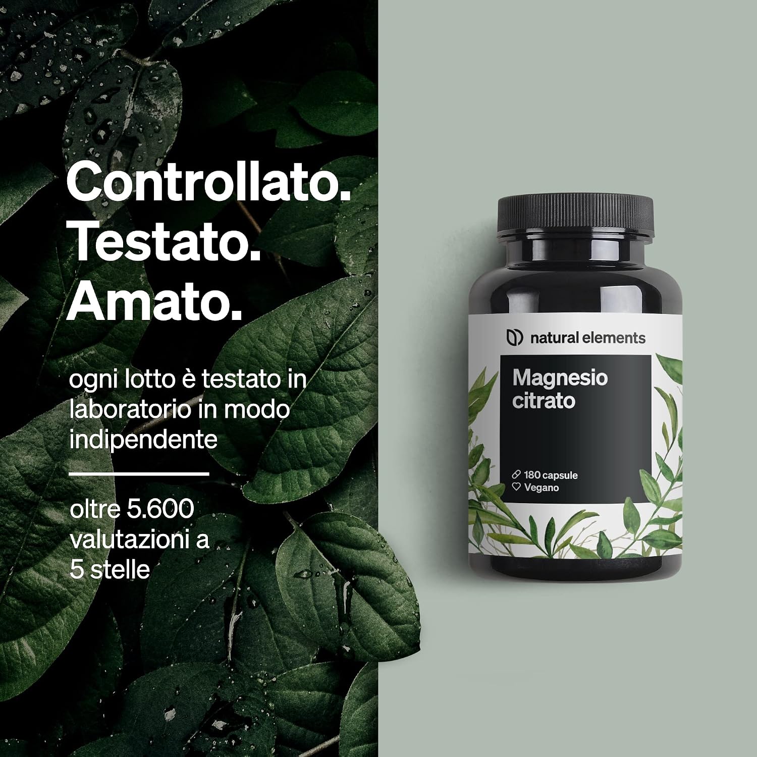 Thumbnail 3 de Magnesio Citrato Premium in capsule Natural Elements – 2320 mg, con 360 mg di magnesio elementare per dose giornaliera