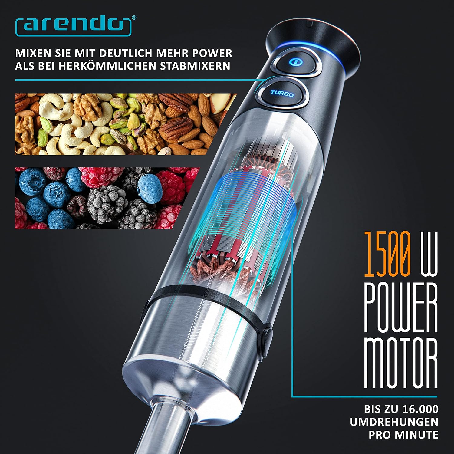 Thumbnail 4 de Arendo Stabmixer Edelstahl 1500 W Set
