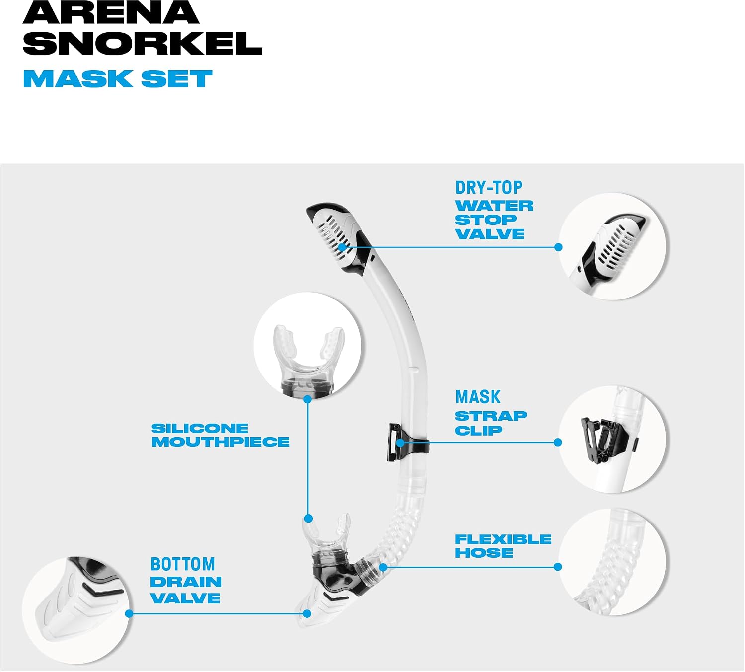 Detalle de Set Maschera e Boccaglio Adulti per Snorkeling – Comfort e Anti-Infiltrazioni in Silicone Ipoallergenico