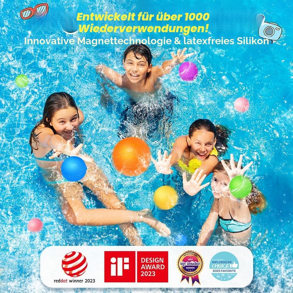 Detalle de Wasserbomben Wiederverwendbar aus Silikon – magnetische Selbstverschluss-Wasserbomben, 8 Stück