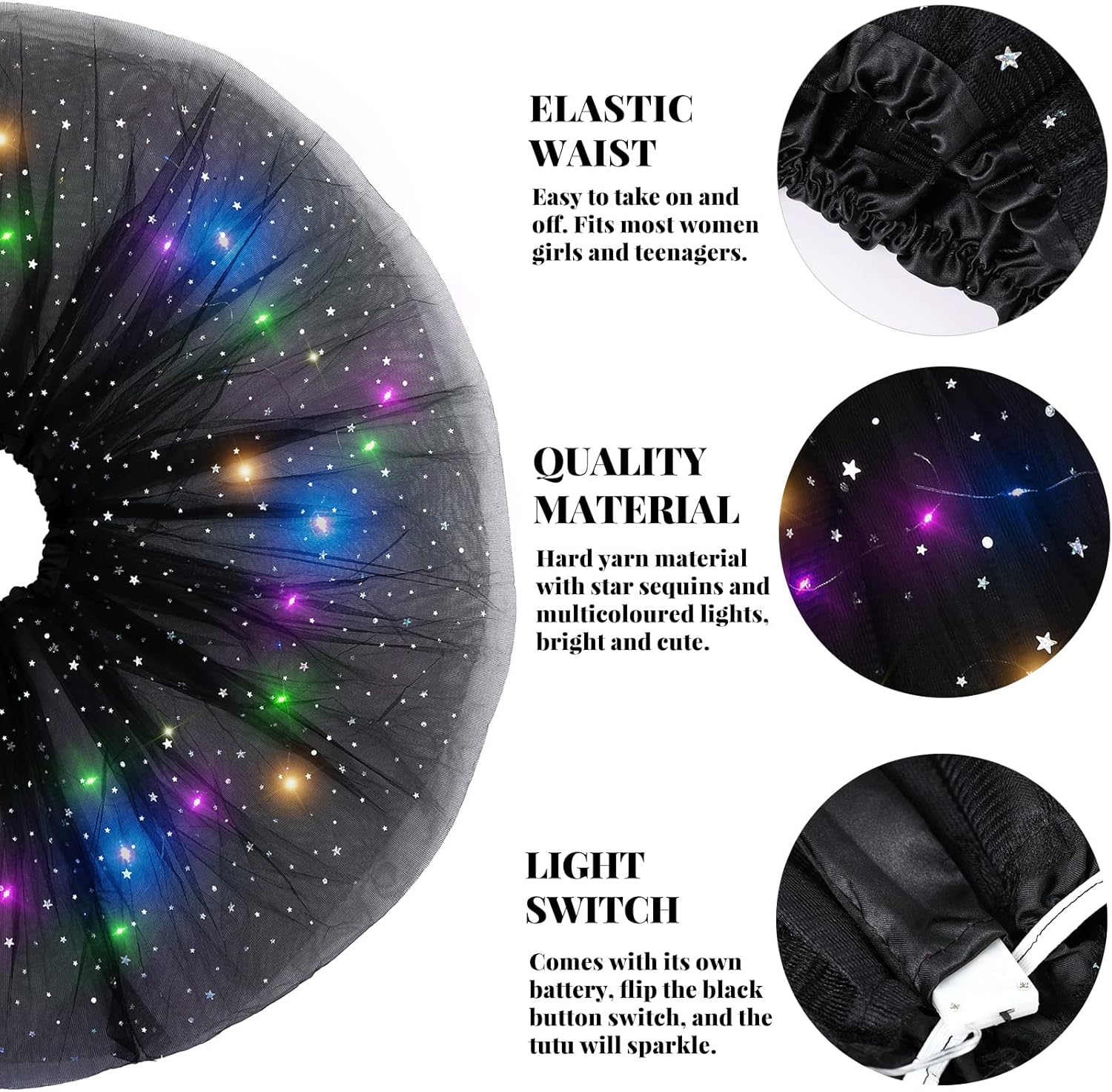 Detalle 2 de Kefiyis Jupe Tulle LED – tutu lumineux pour adultes et adolescentes