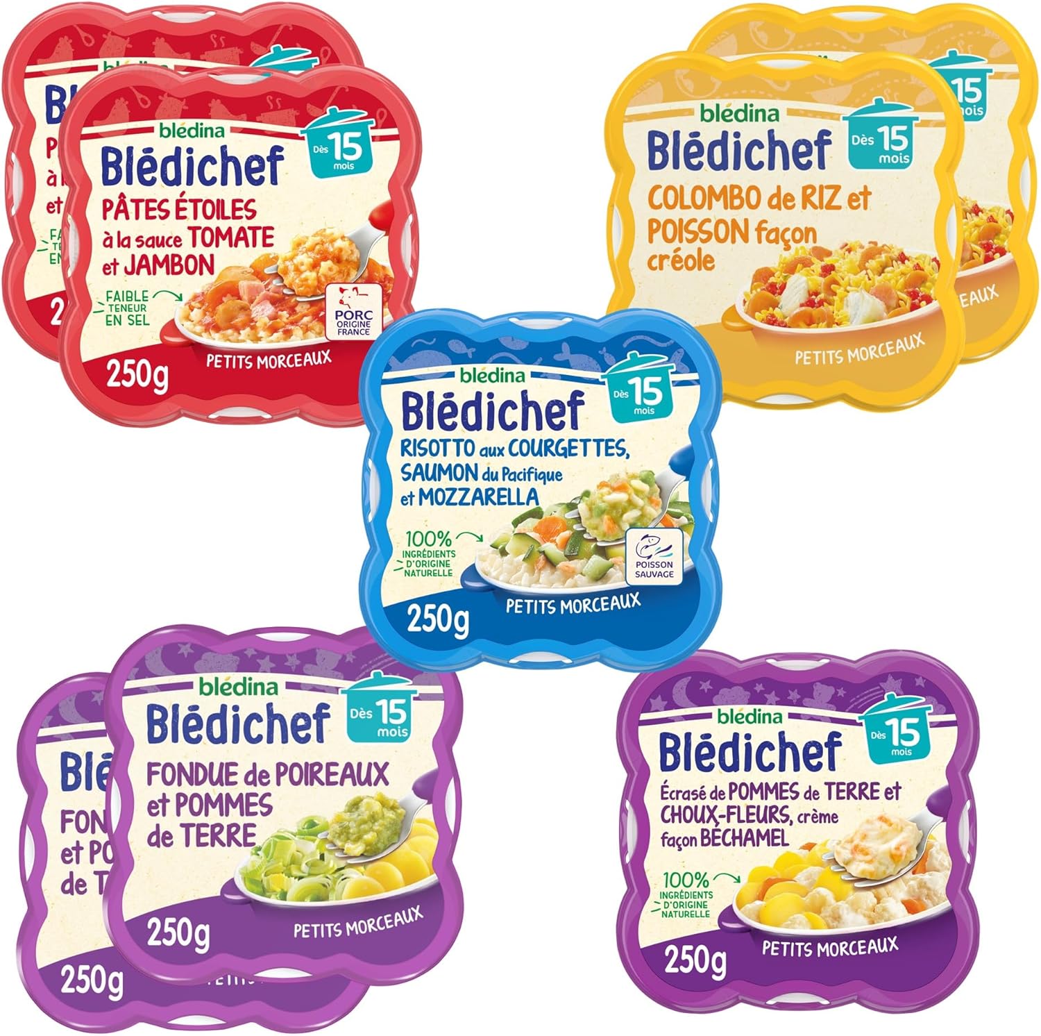 Detalle de Blédichef – 8 petits plats pour bébé (à partir de 15 mois) – Pack de 8 assiettes