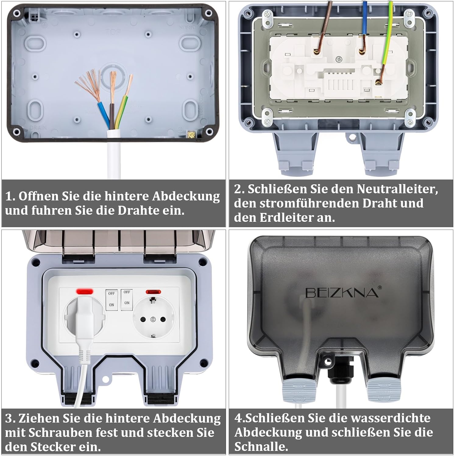 Detalle 2 de Außensteckdose IP66 mit Schalter 2,5 mm²
