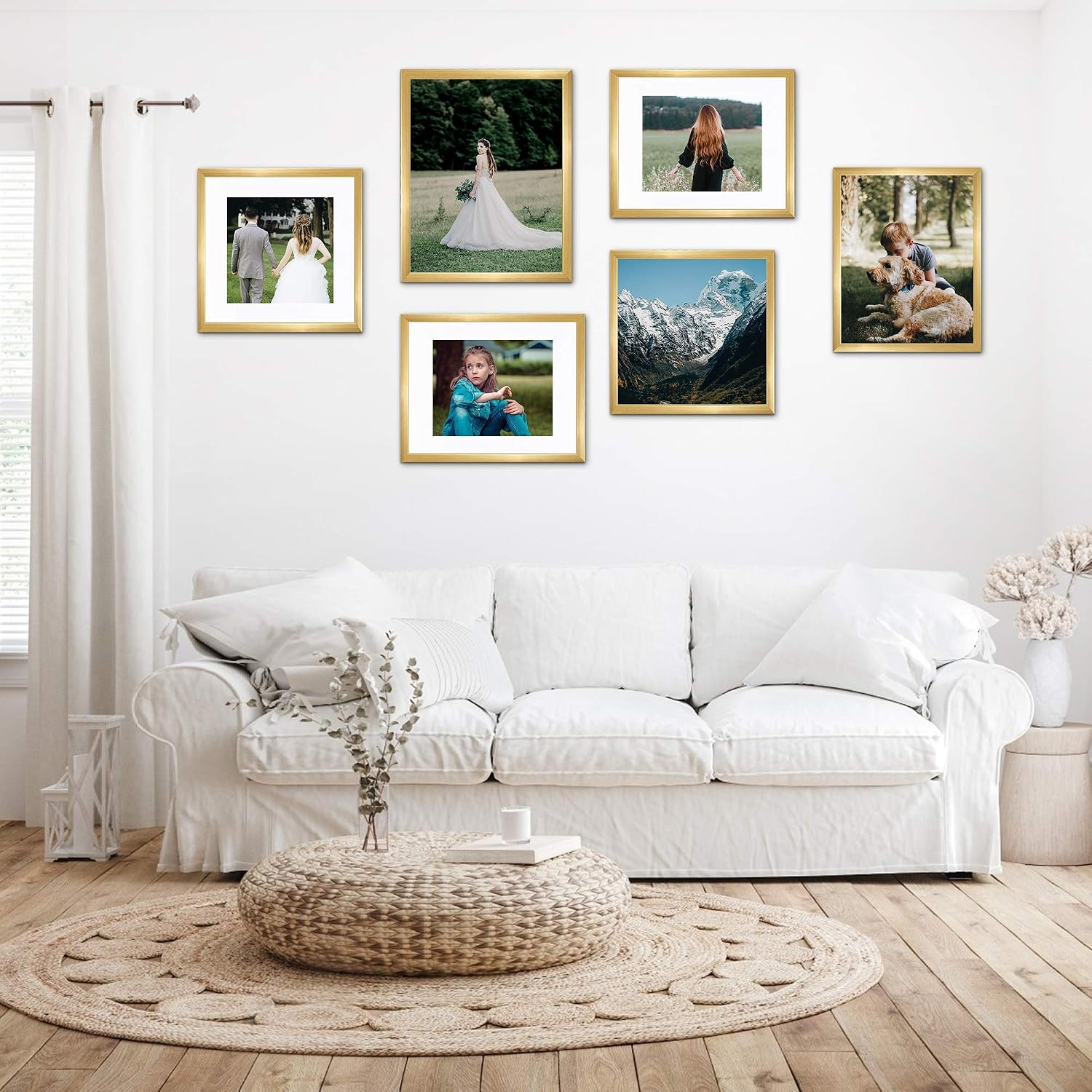 Thumbnail 6 de upsimples XUP01034 Gold Picture Frames, Set of 5, 8x10 with 5x7 Mats