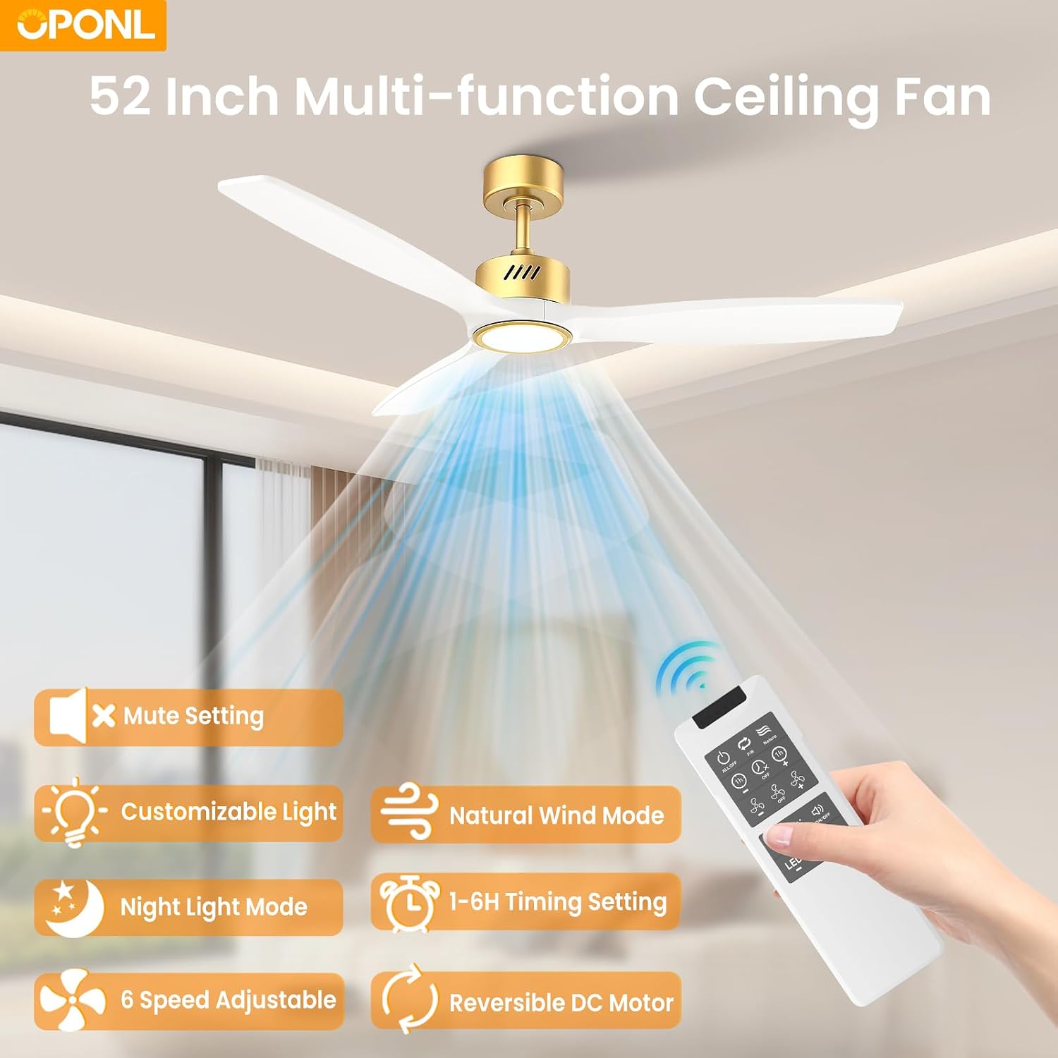 Detalle 2 de OPONL Ceiling Fan 52-inch