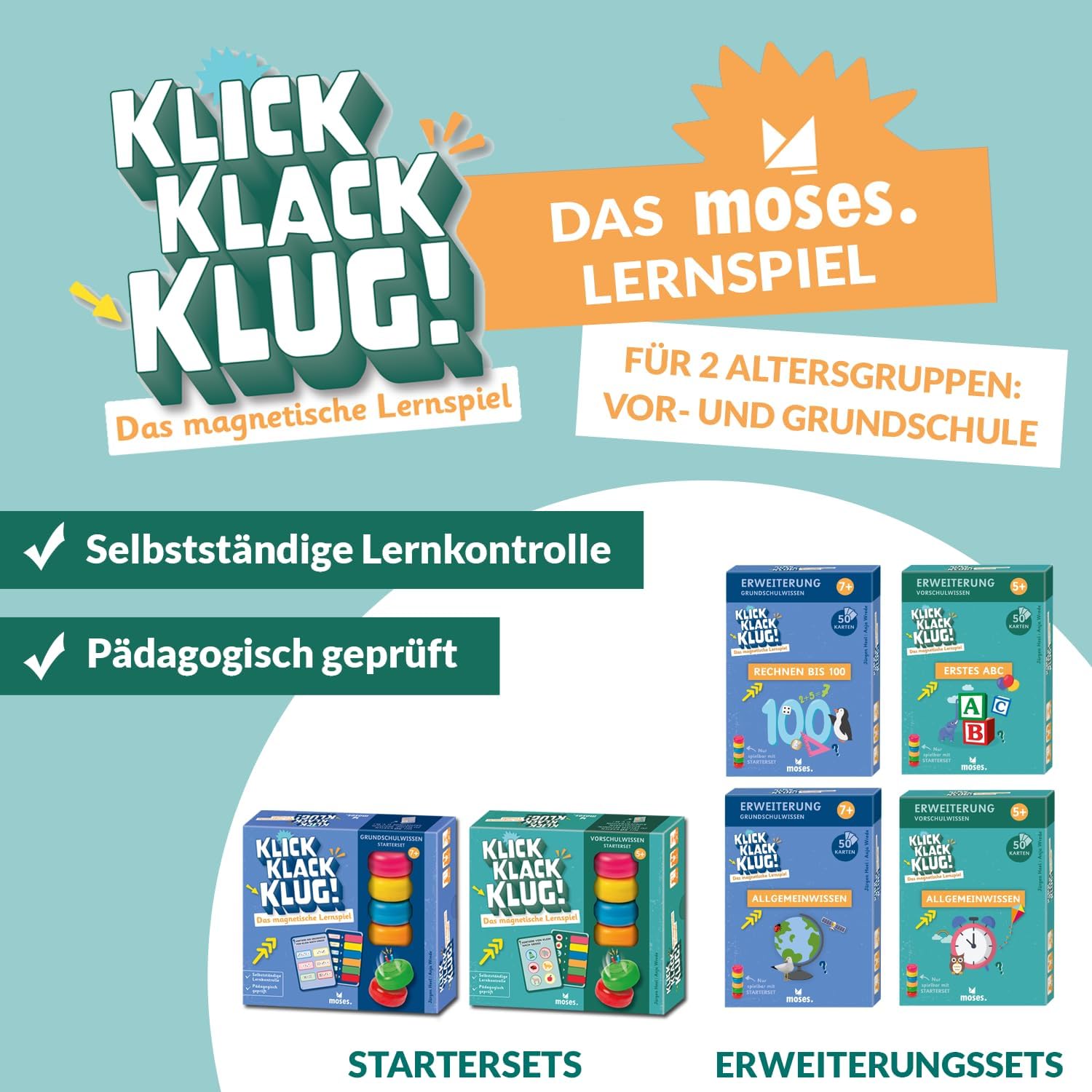 Thumbnail 3 de Moses. klick Klack Klug! – Das magnetische Lernspiel für die Vorschule (Starterset mit Magnetturm)