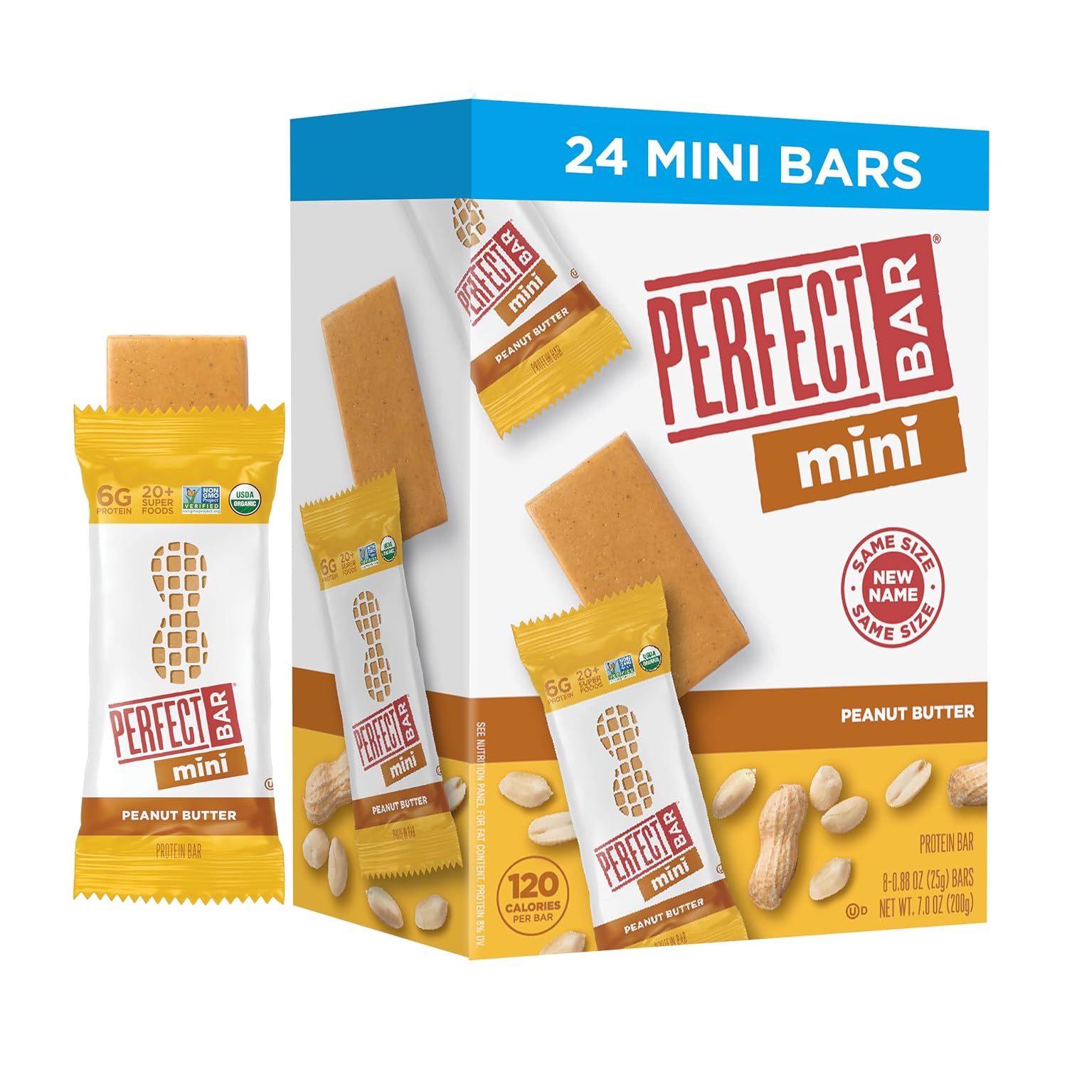 Detalle de Perfect Bar Mini Peanut Butter Protein Bars, 6g Protein, 120 Calories, 24 Count