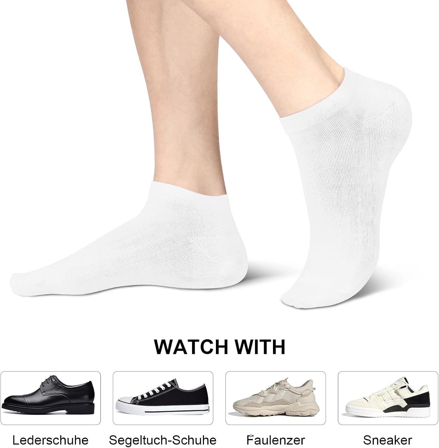 Thumbnail 6 de fitfets Sneaker Socken (10 Paar) aus Baumwolle – kurze Sneakersocken unisex in Schwarz, Weiß & Grau