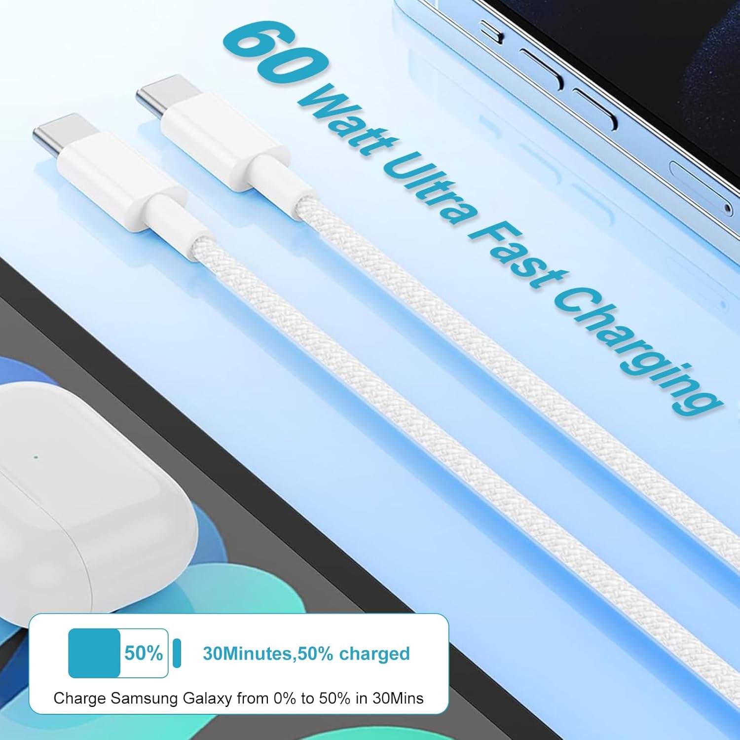 Thumbnail 1 de iPhone 17/16/15 Charger Cable 2M 2Pack — USB-C to USB-C, 60W PD Fast Charging