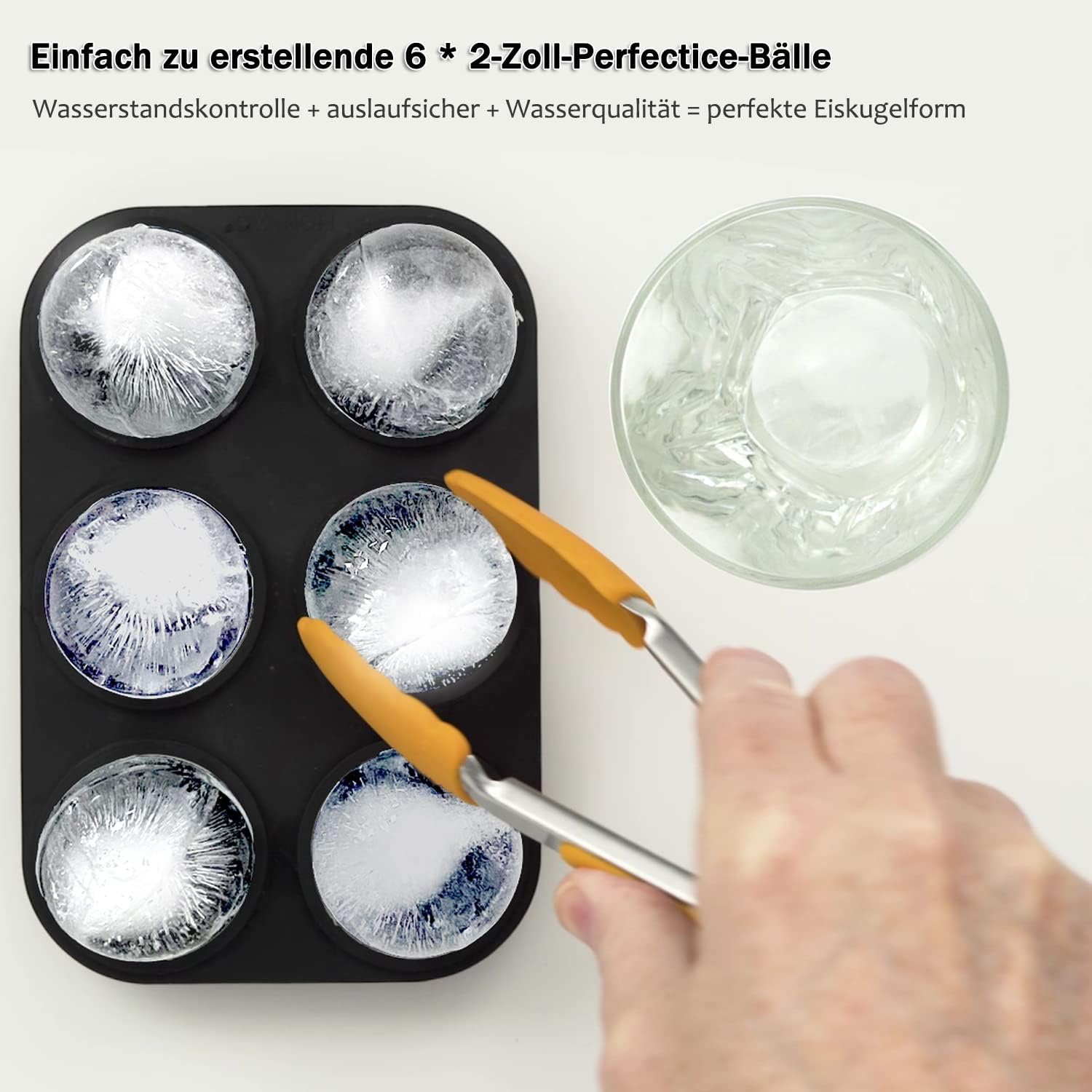 Thumbnail 1 de HONYAO BQ Silicone Ice Ball Mould, 5 cm, Six Spheres with Lid