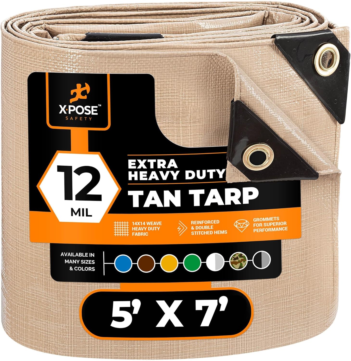 Detalle de Heavy Duty Tan Poly Tarp 5' x 7' by Xpose Safety