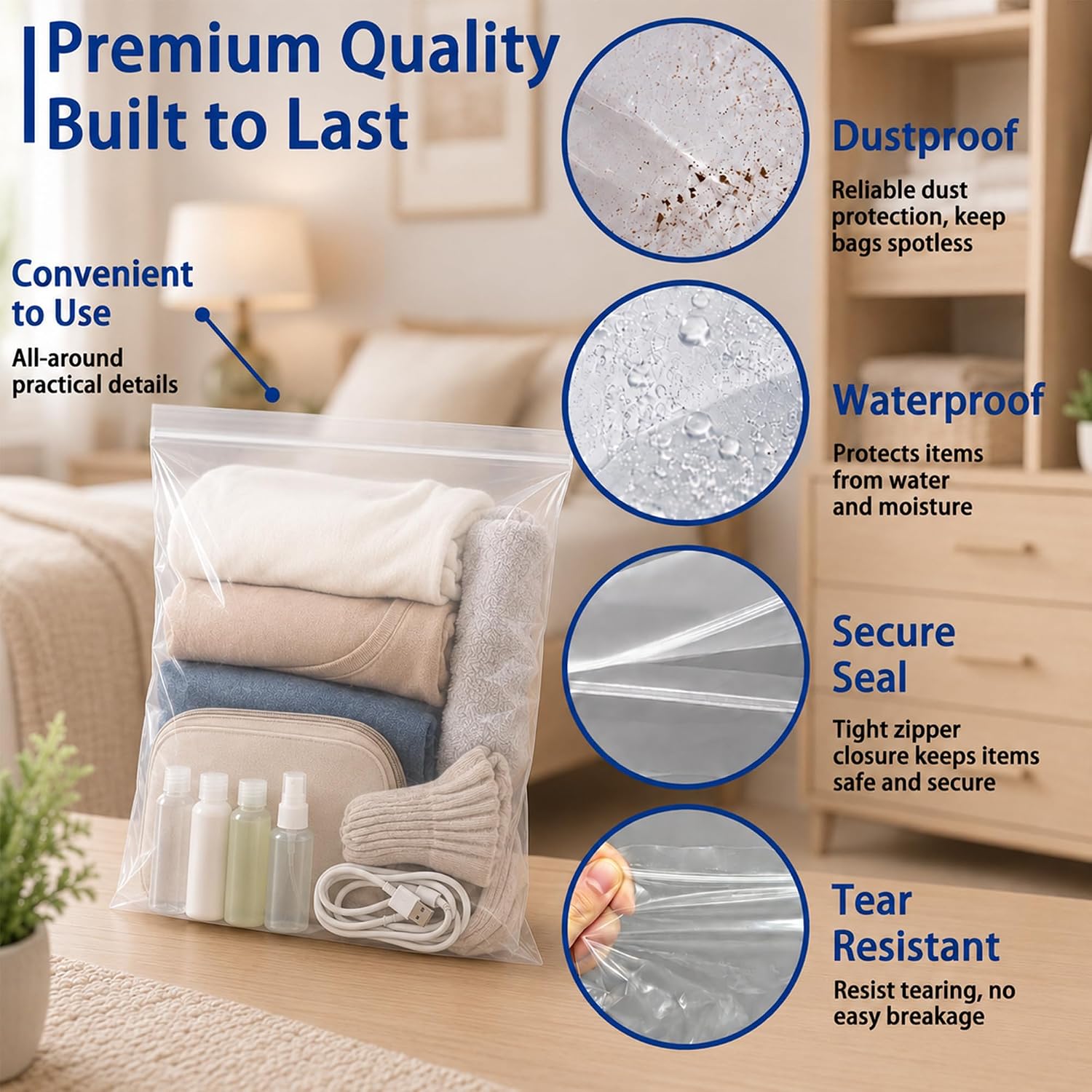 Detalle de Storage Master SM-5GL-20 5-Gallon Zippered Storage Bags, Clear 2-Mil PE, 20-Pack
