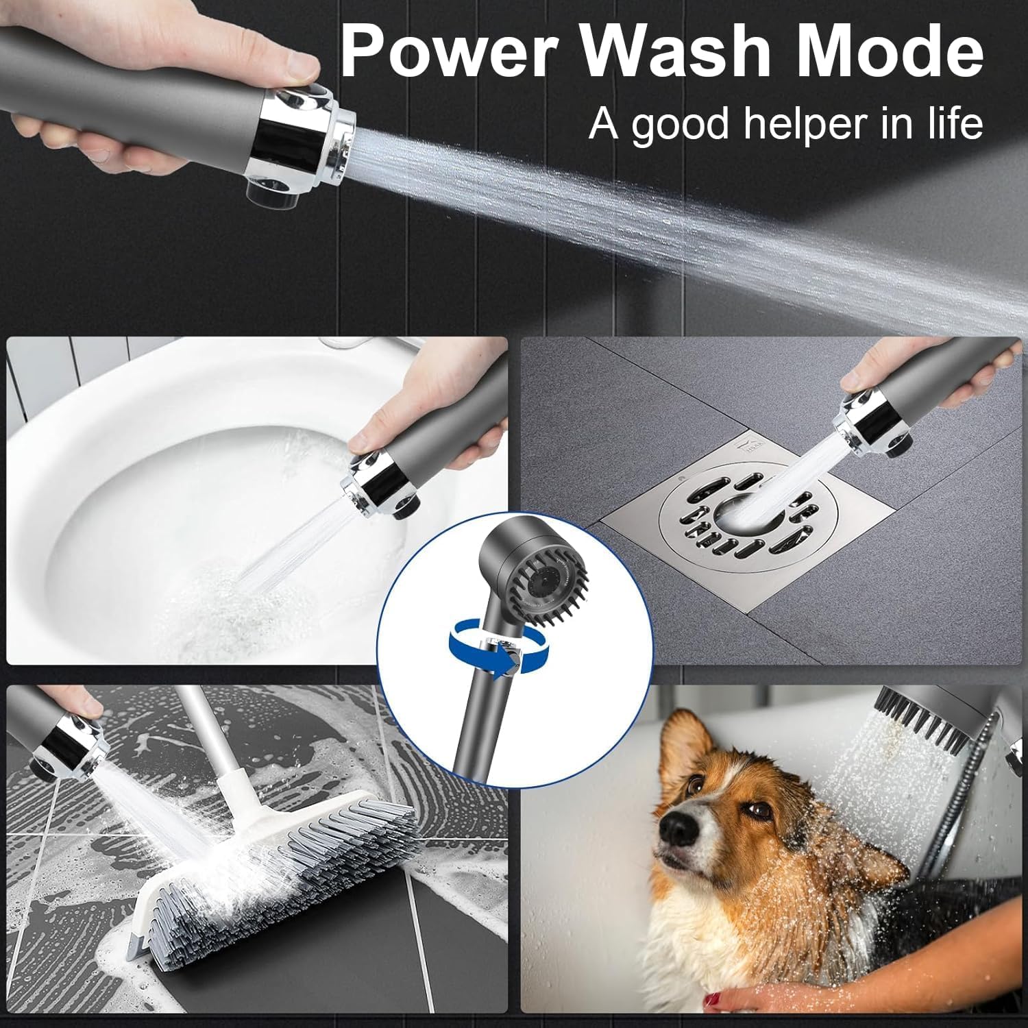 Thumbnail 6 de High Pressure Shower Head with 4 Spray Modes and 1.5m Hose – Filtered, Massage & Skin Care
