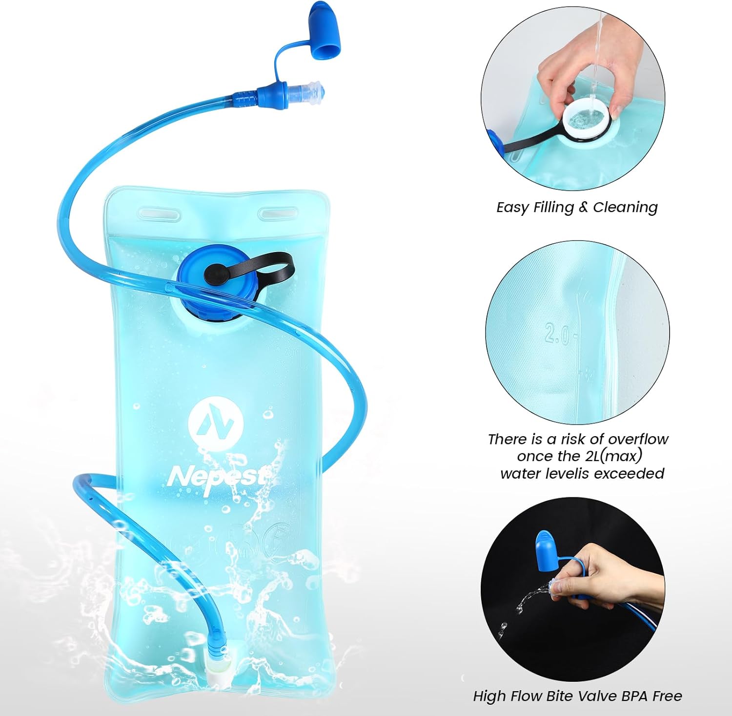 Thumbnail 5 de Nepest Hydration Pack Backpack with 2L Water Bladder — Lightweight Nylon Hydration Vest for Hiking, Running and Cycling