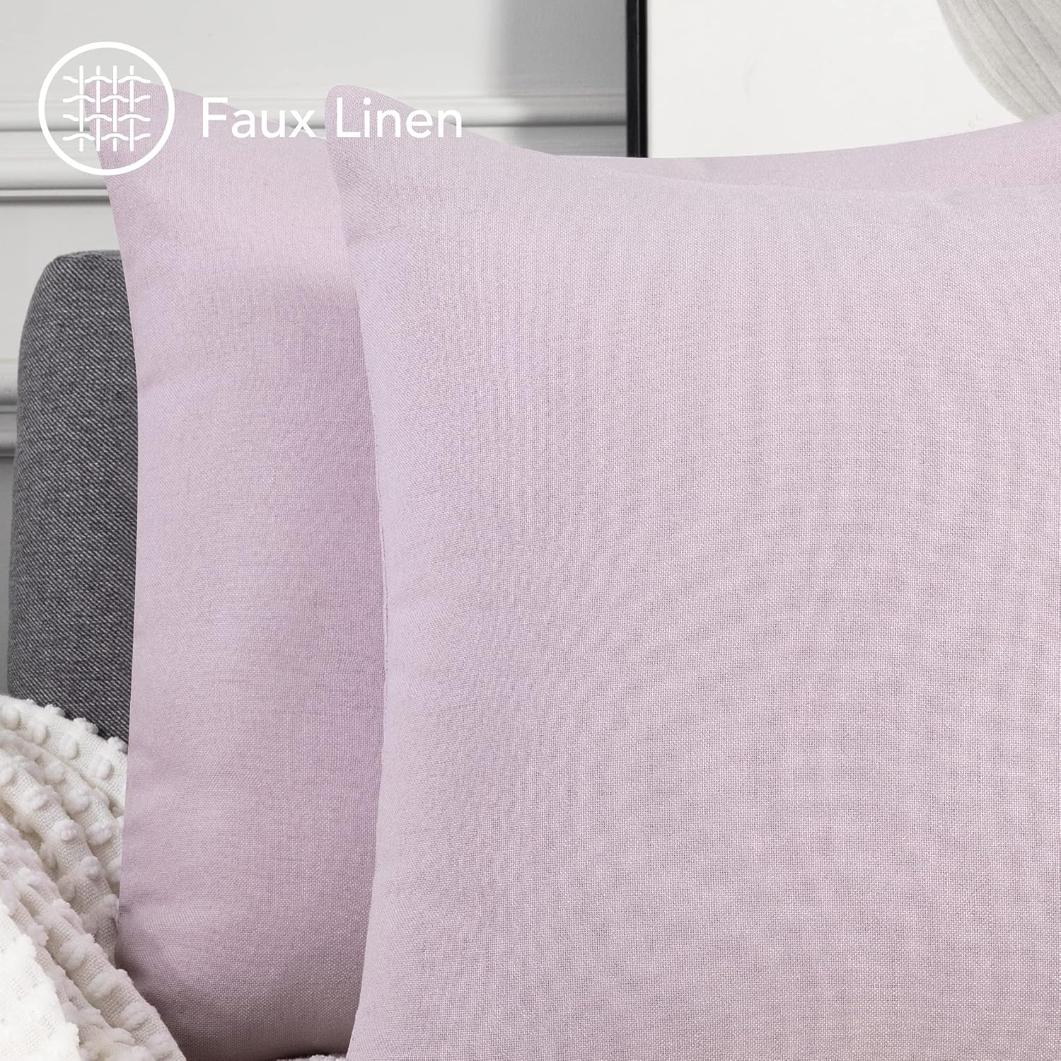 Thumbnail 3 de Deconovo lot de 2 housses de coussin rose pâle 65x65 cm (fermeture invisible)