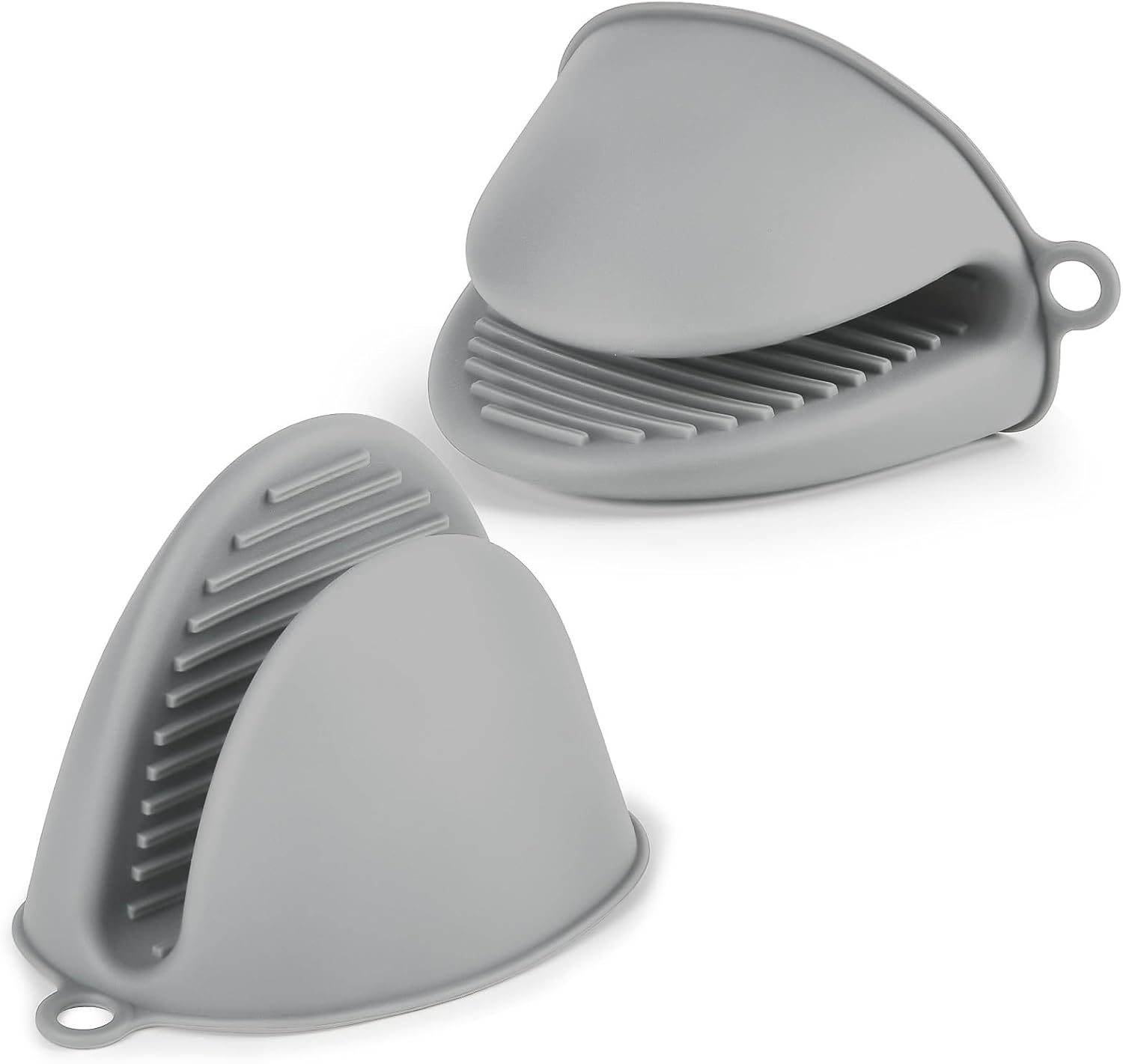 AUAUY Presine in silicone da cucina, 2 mini guanti antiscivolo (grigio chiaro) resistenti fino a 230°C