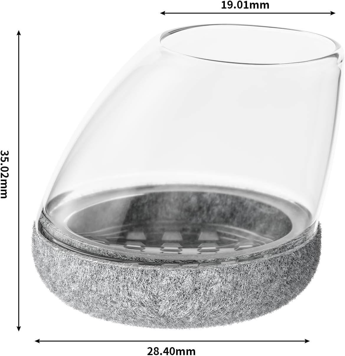 Thumbnail 5 de RCHYFEED Stuhlbeinkappen aus Silikon mit Filz (24 Stück), transparent, 15–25° Schräge – M-Fit 20–26 mm