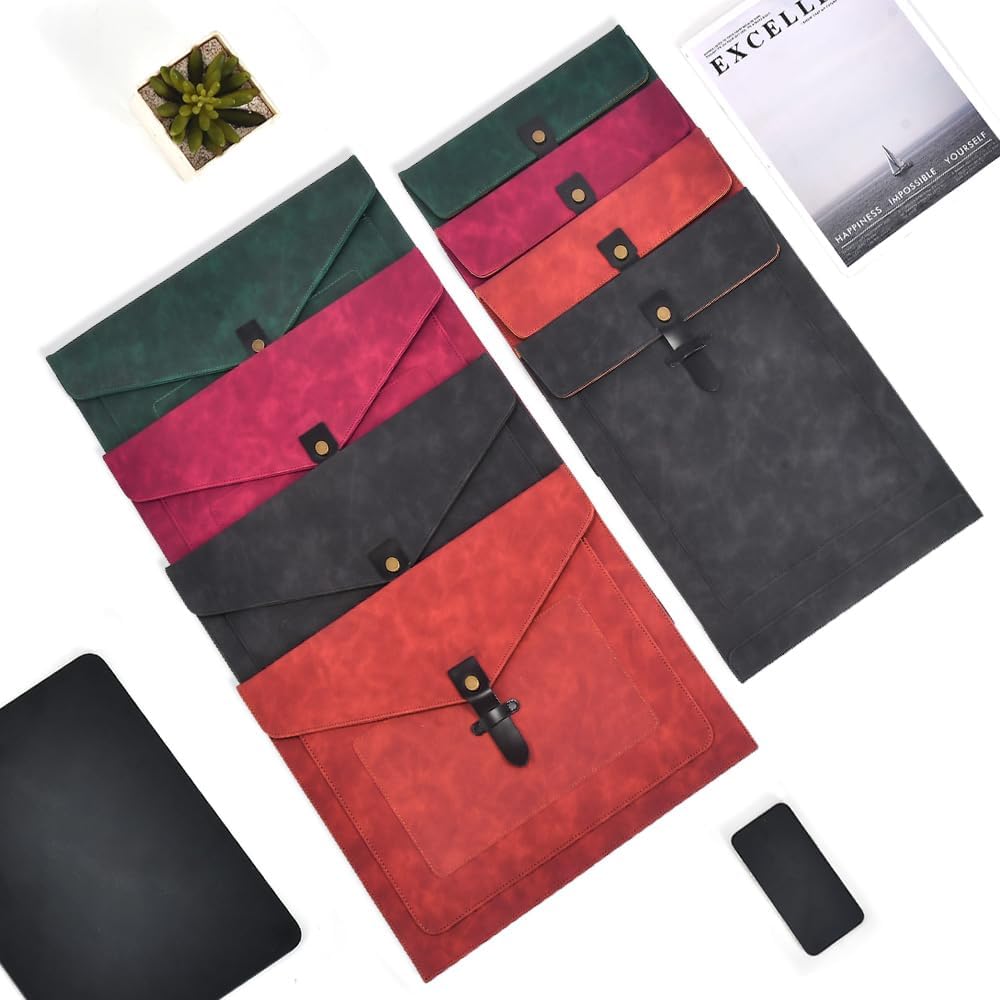 Thumbnail 6 de QIXIN Brown Matte PU Leather File Folder (A4) with Button Closure
