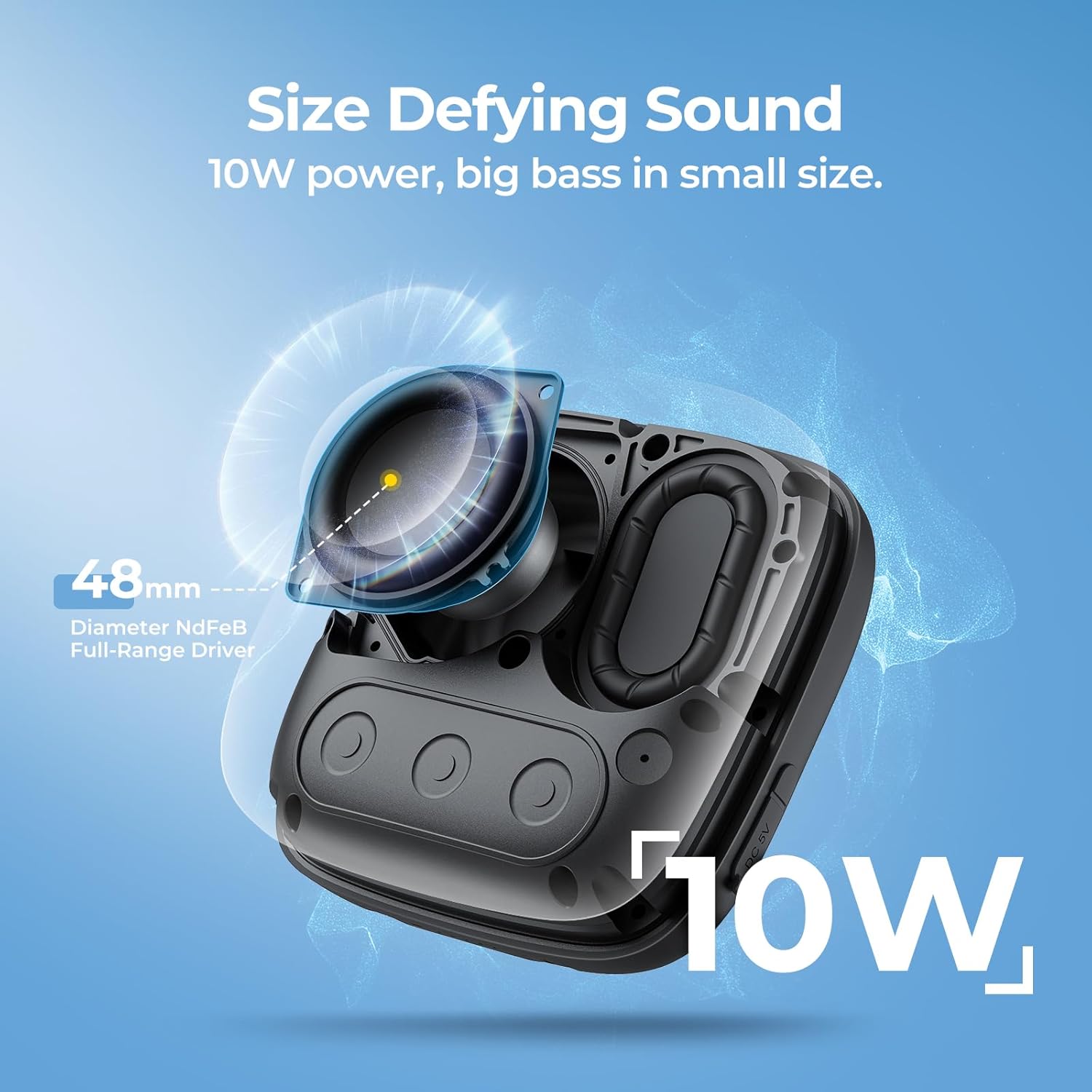 Detalle de Tribit StormBox Micro 2 Wireless Portable Speaker (IP67, Bluetooth 5.3, 10W, 12H) — Pocket Bass for Bike, Travel & Camping