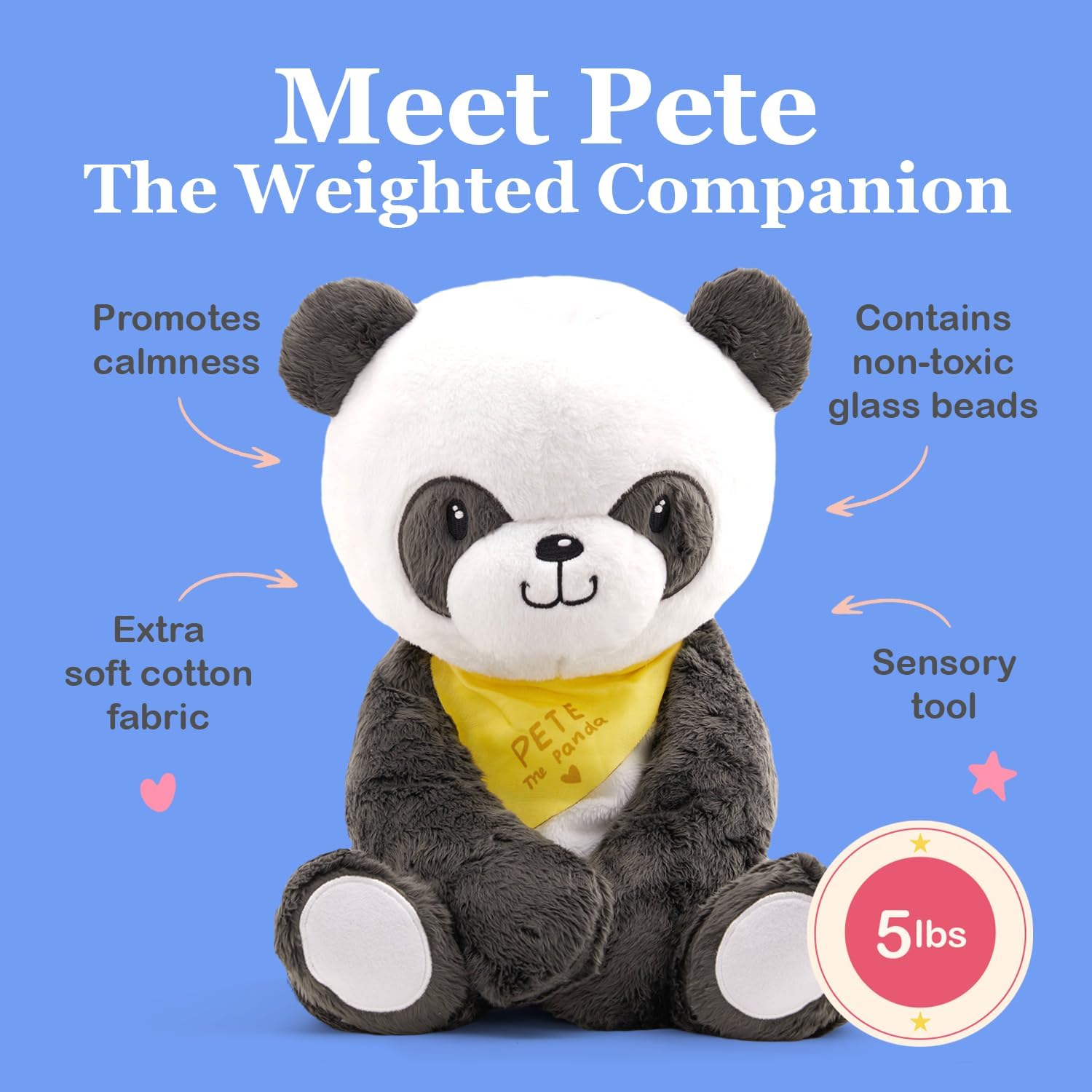 Thumbnail 1 de Lilly's Love Pete The Panda Weighted Plush — 4.5–5lb Removable-Insert Calming Toy