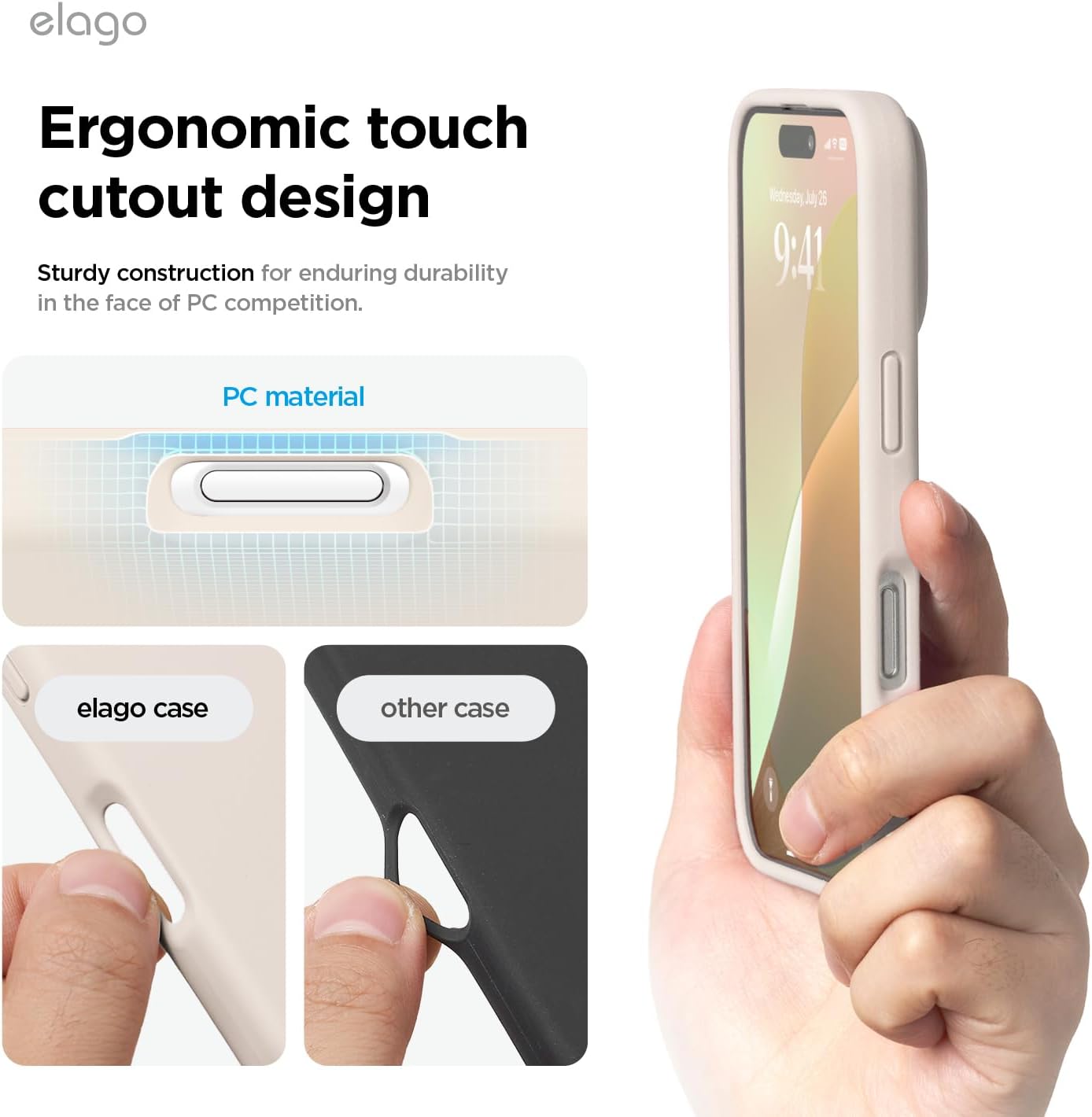 Thumbnail 6 de elago iPhone 16 Liquid Silicone Case (6.1 inch, Stone) – full body shockproof cover with soft lining
