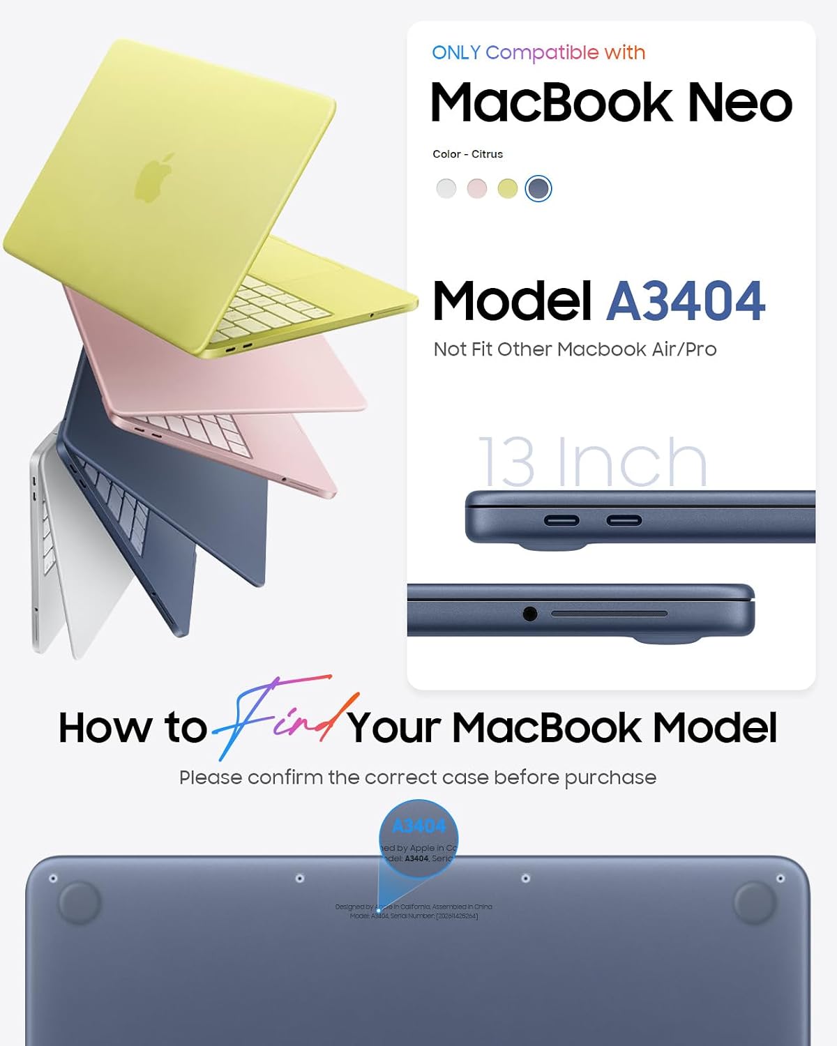 Detalle de FINTIE Case for Macbook Neo 13-inch (2026) A18 Pro – Ultra Slim Transparent Shell