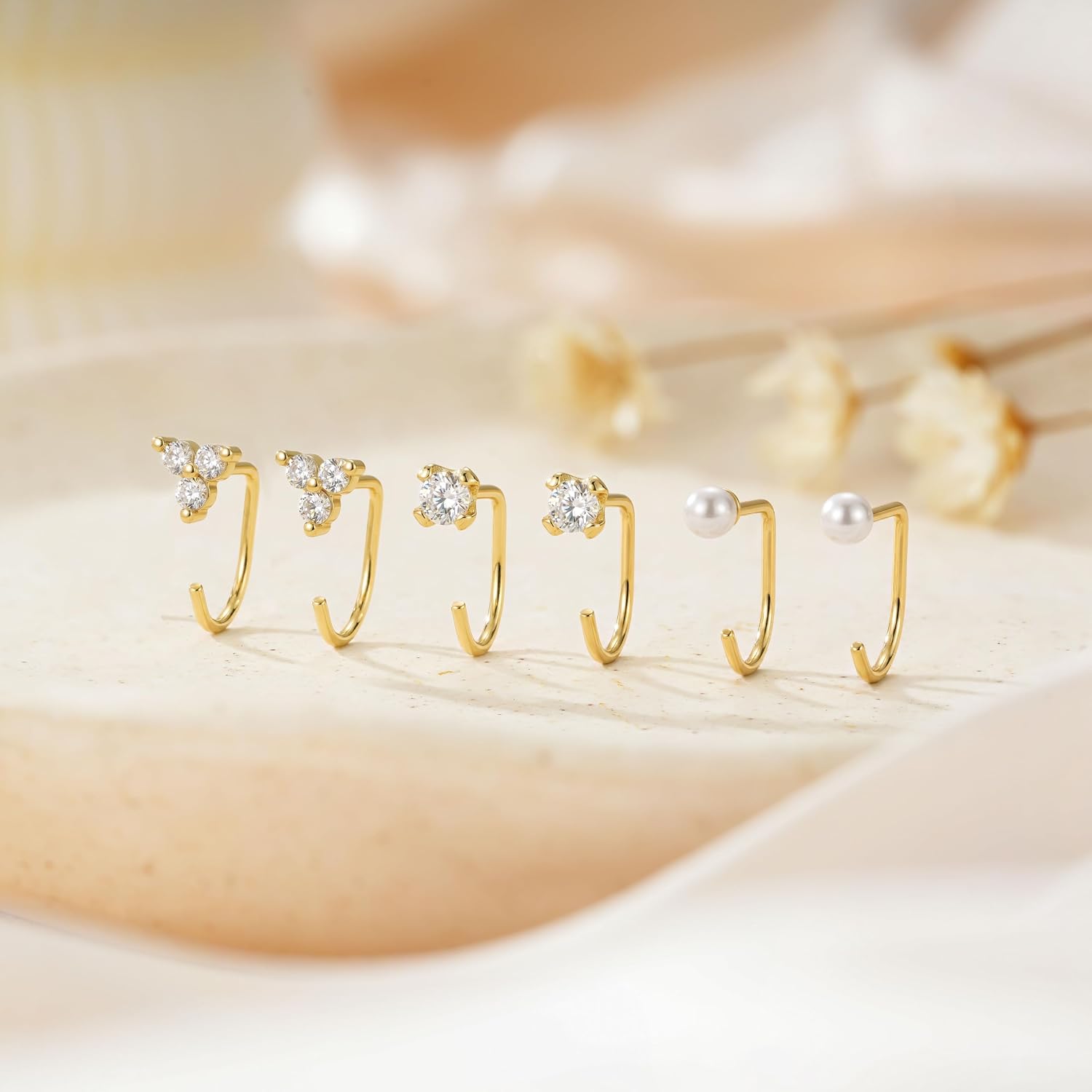 Thumbnail 6 de Robaice Backless Hoop Earrings, 3-Pair Set